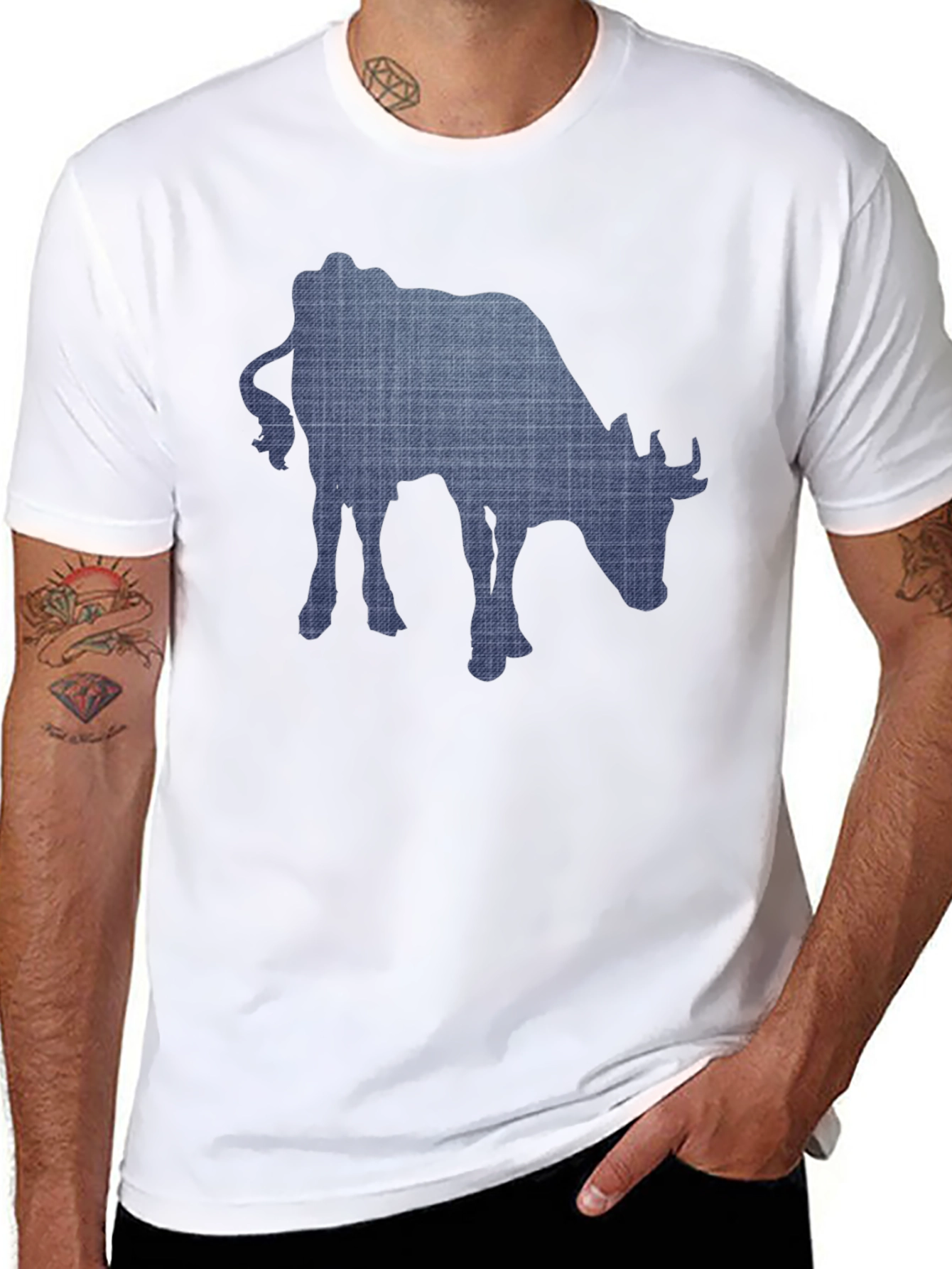 Cow Print Mens Black T-Shirt