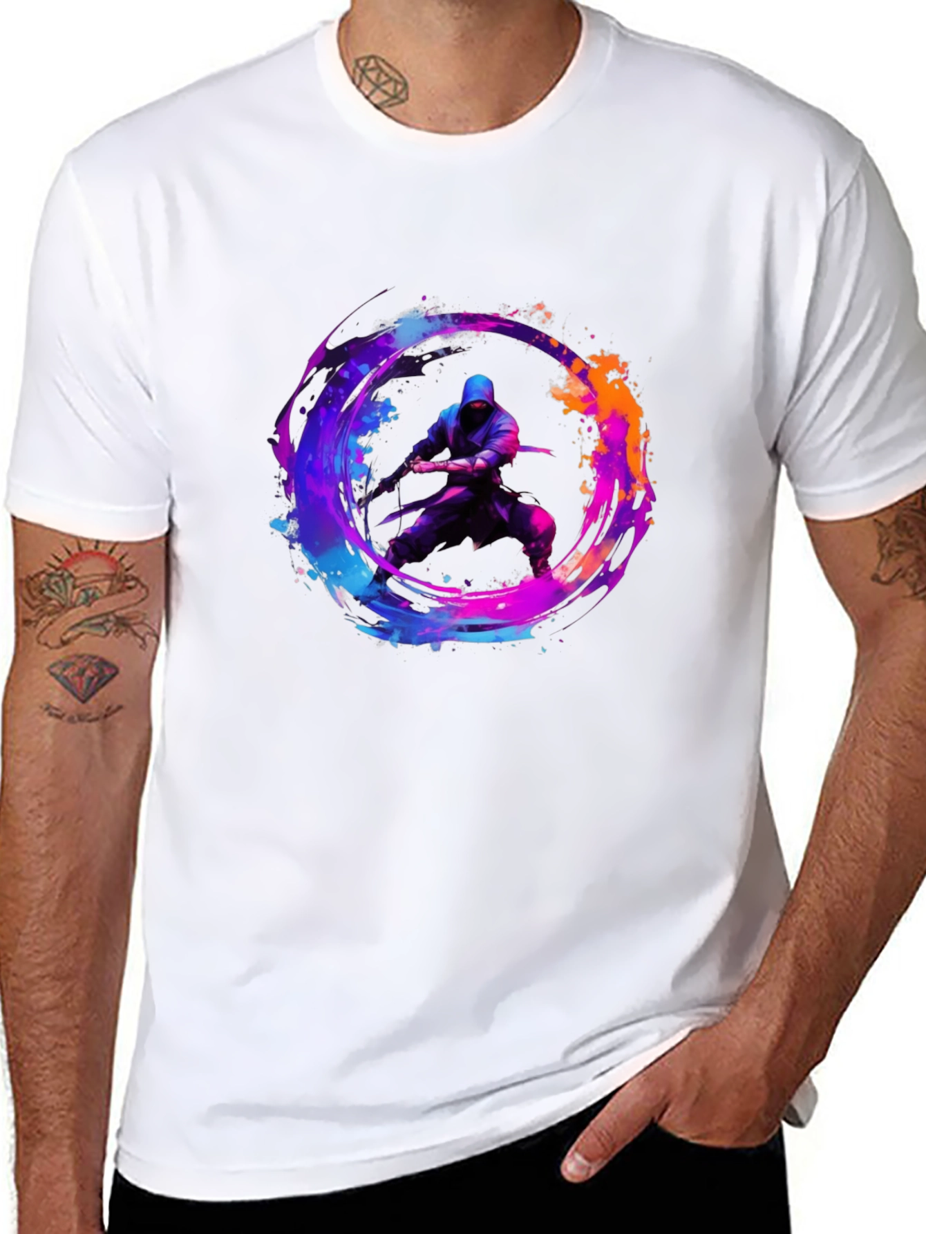 Ninja Warrior Graphic Tee - Black Cotton T-Shirt