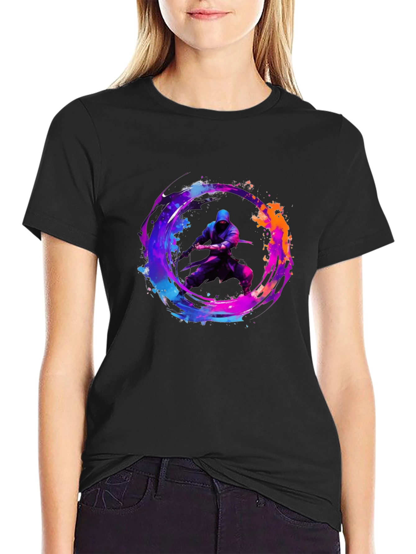 Ninja Warrior Graphic Tee - Black Cotton T-Shirt