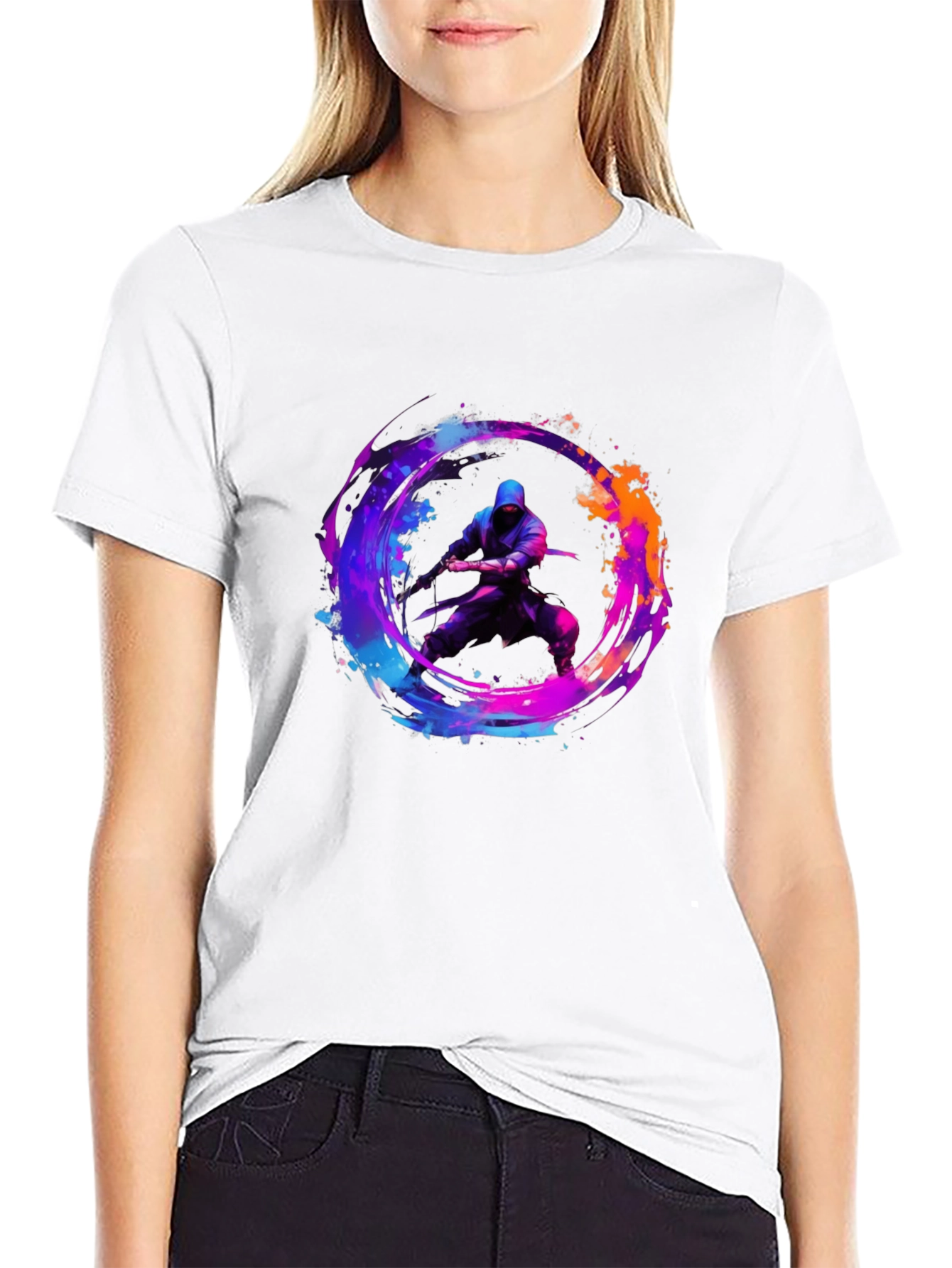 Ninja Warrior Graphic Tee - Black Cotton T-Shirt