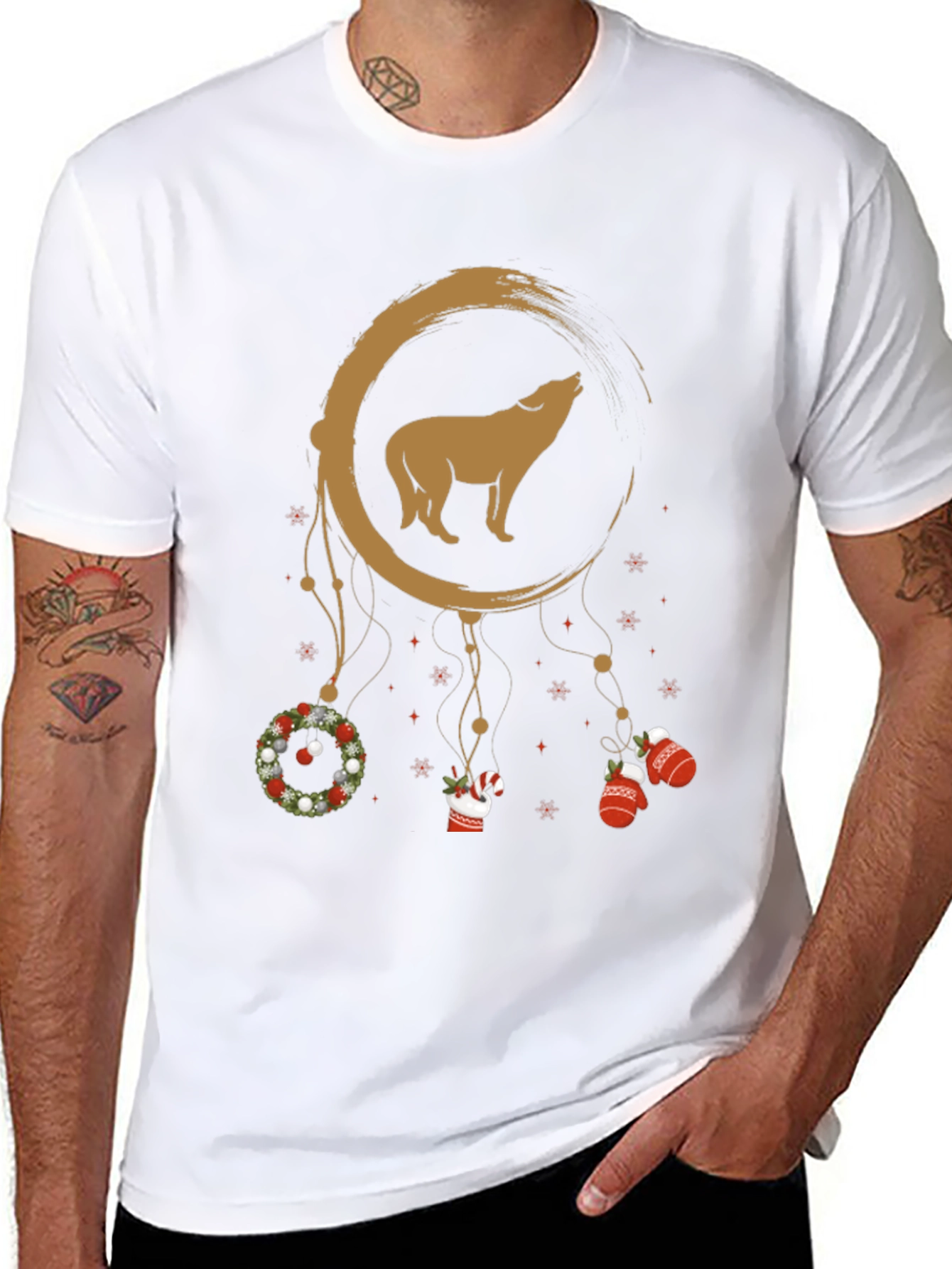 Wolf Christmas Dream Catcher Tee