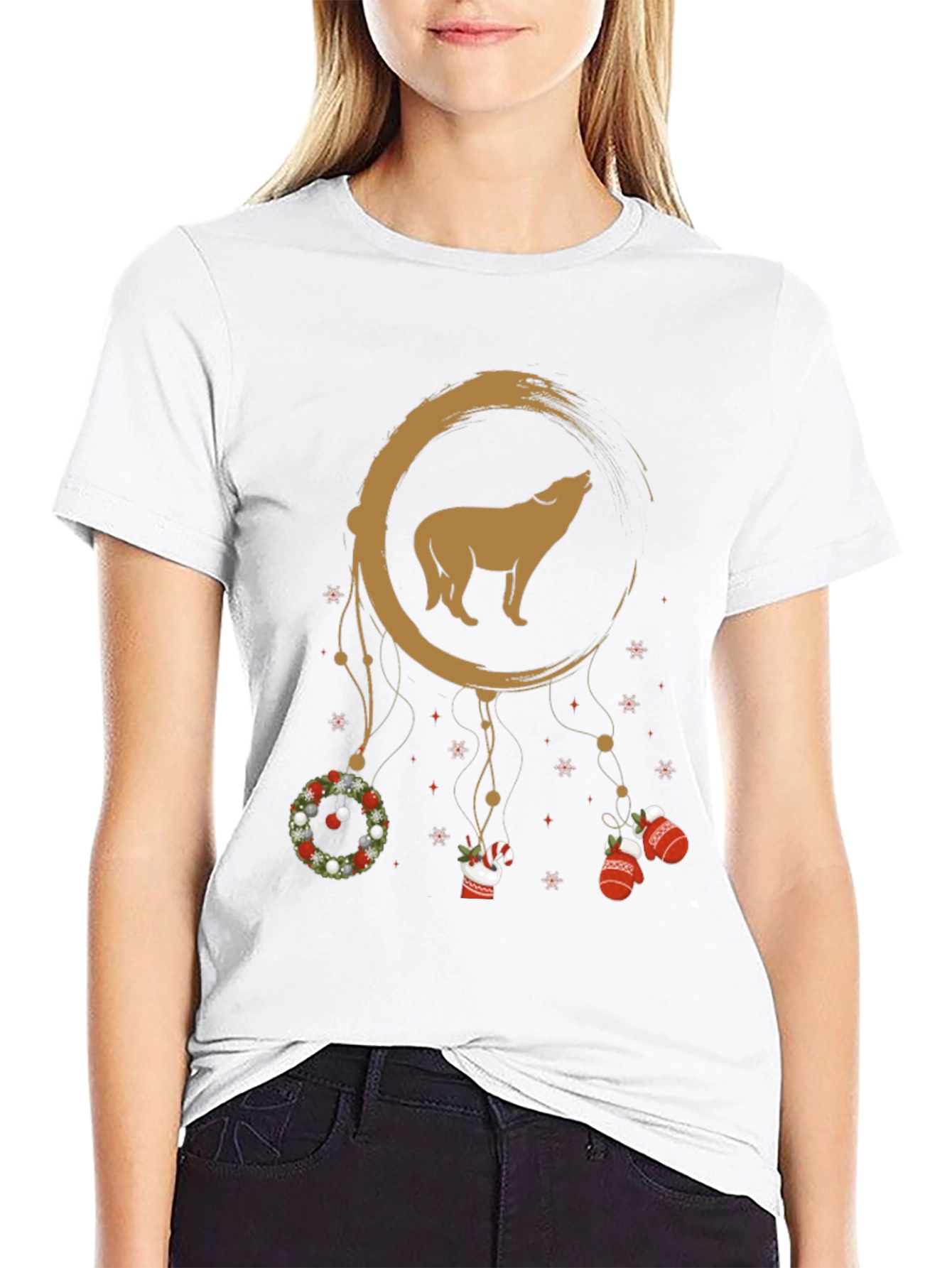 Wolf Christmas Dream Catcher Tee