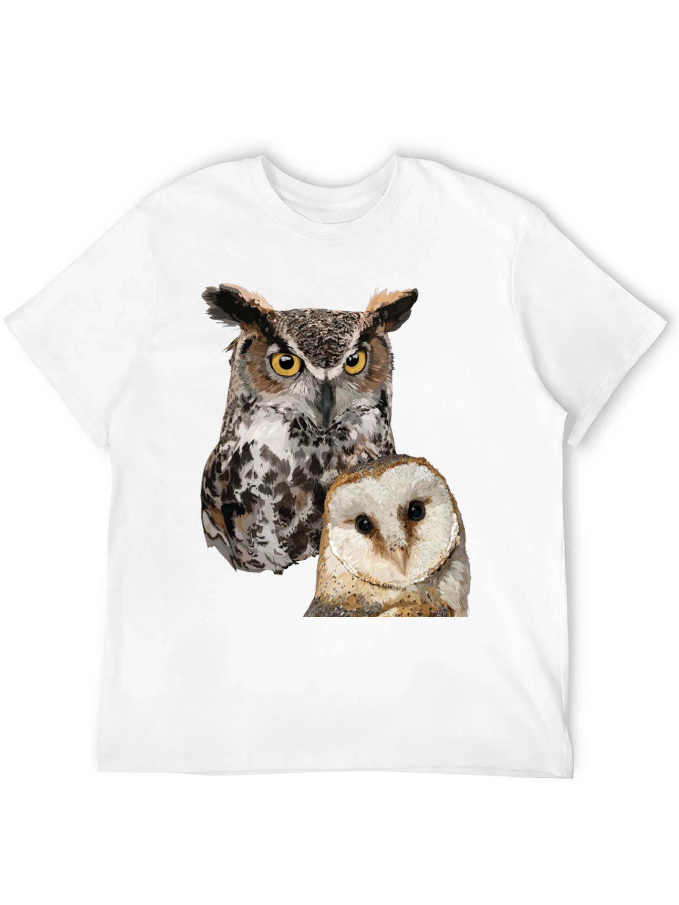 Owl Print Mens Black T-Shirt