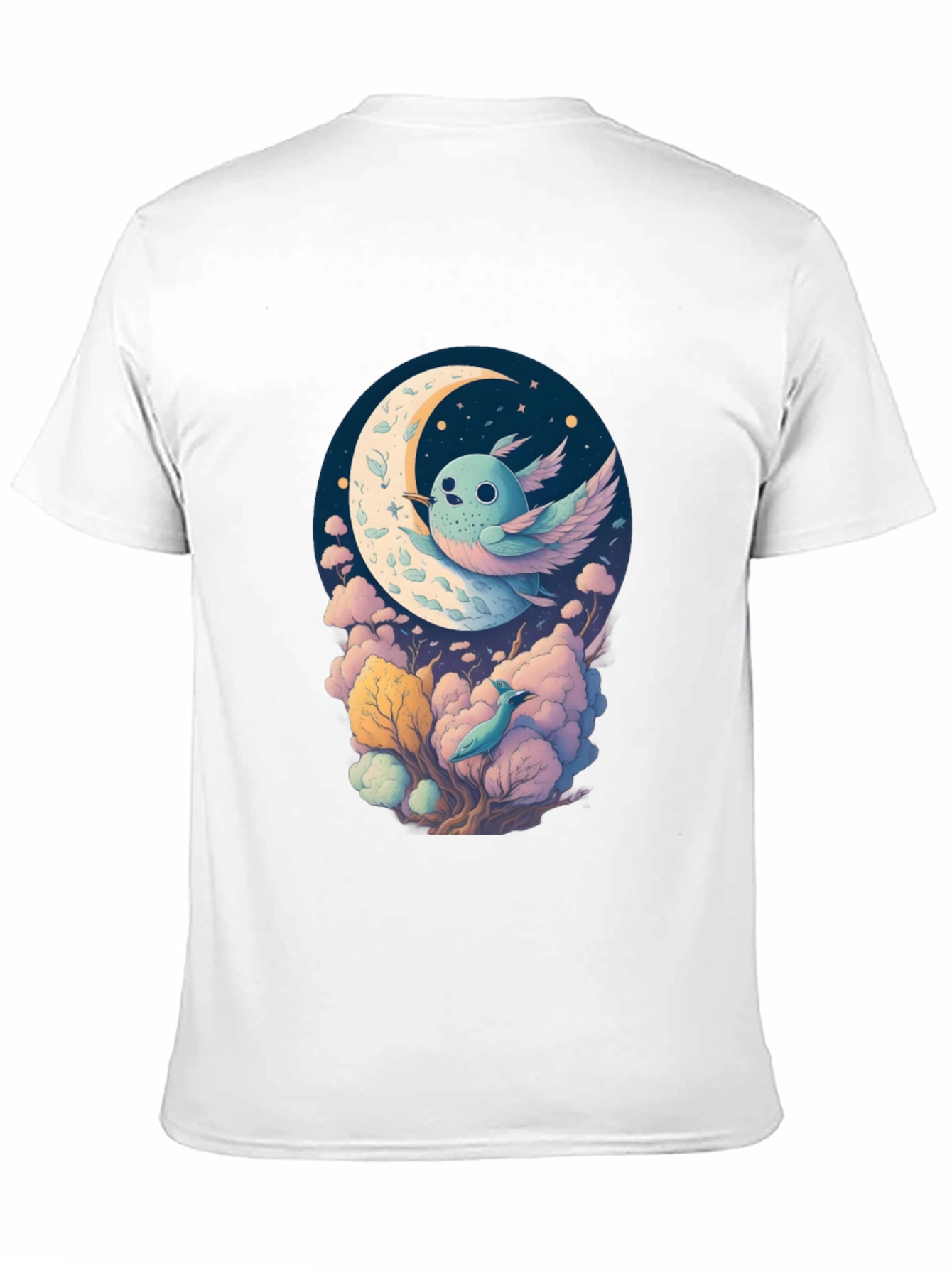 Whimsical Moon Bird Graphic Tee