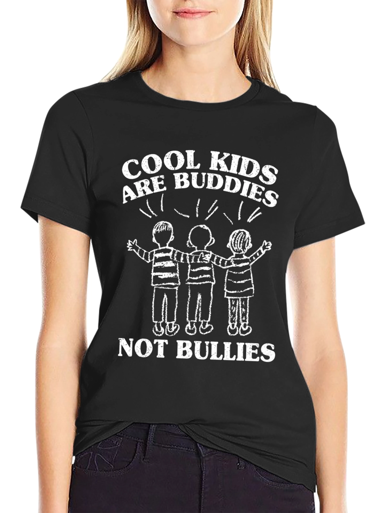 Cool Kids Are Buddies Black Graphic Tee