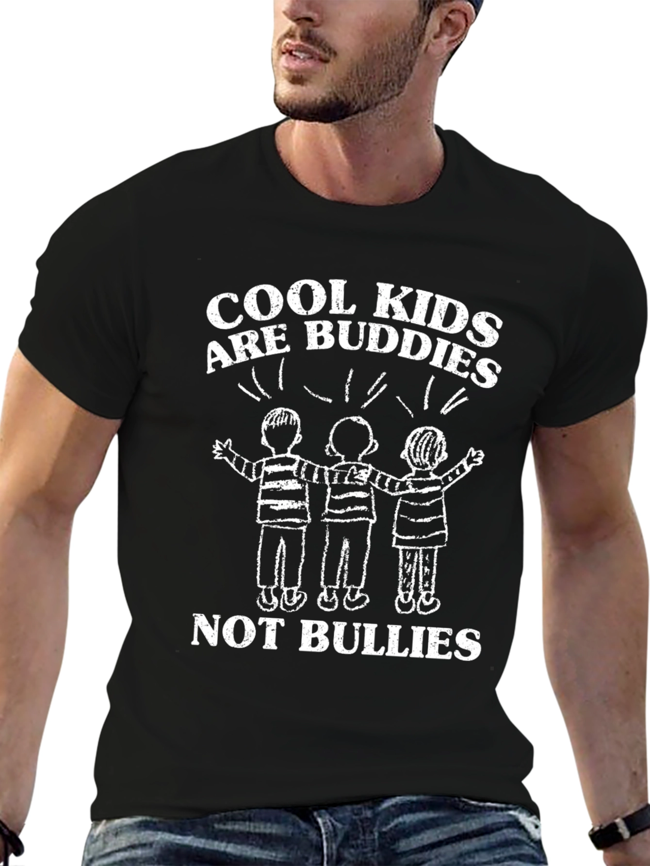 Cool Kids Are Buddies Black Graphic Tee