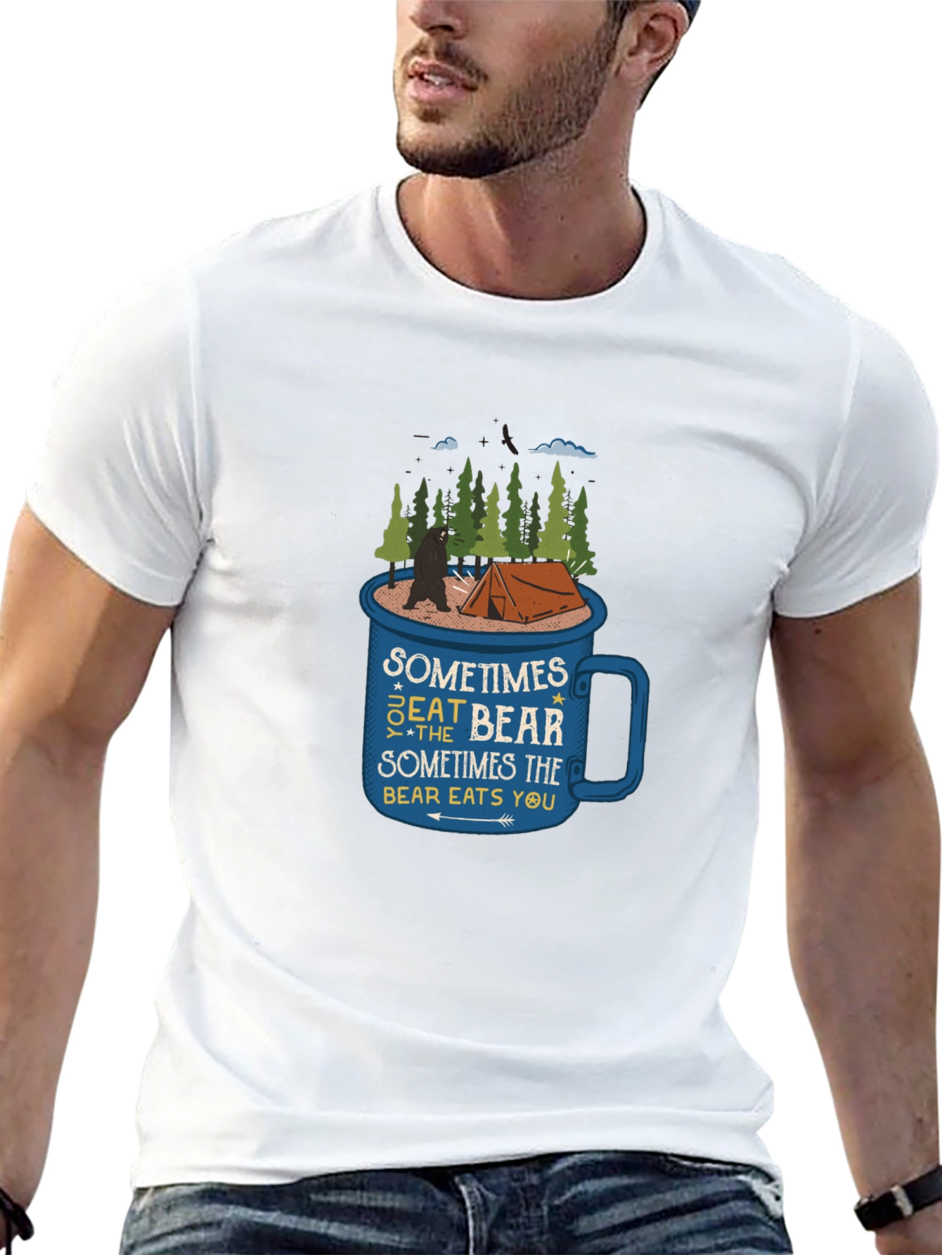 Bear Camping Adventure Graphic Tee