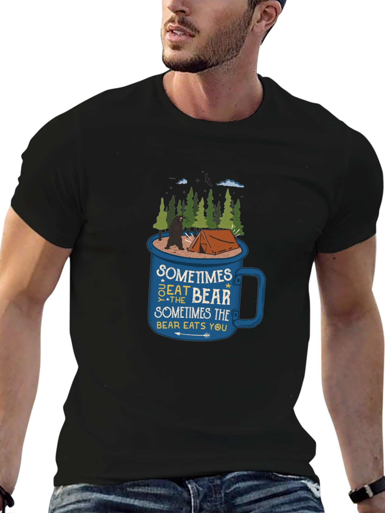 Bear Camping Adventure Graphic Tee
