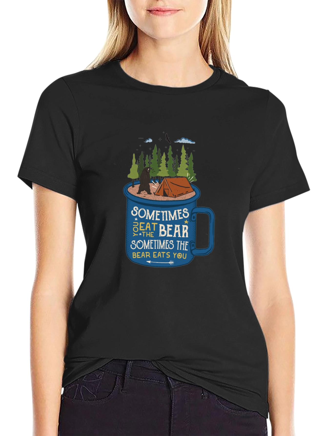 Bear Camping Adventure Graphic Tee