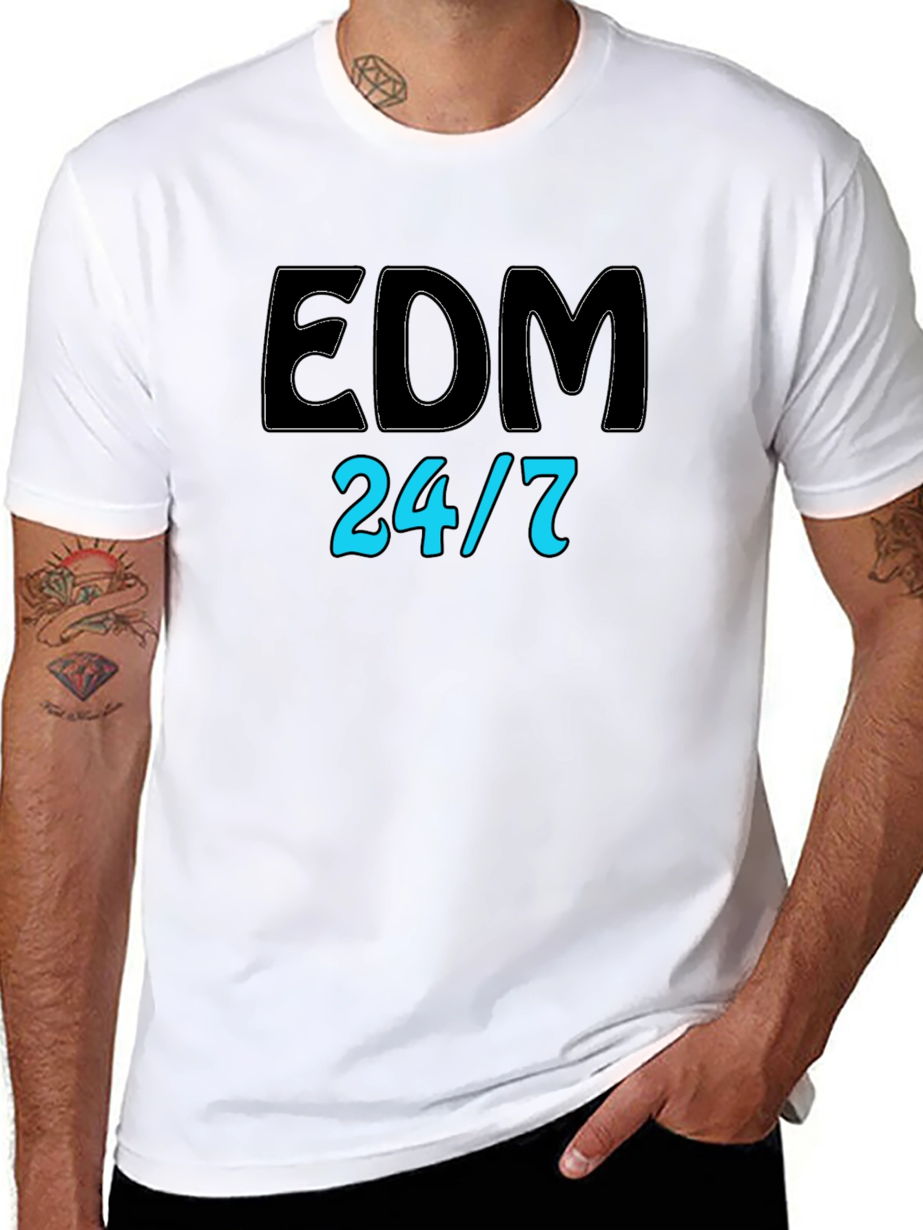 EDM 24/7 Black Graphic Tee