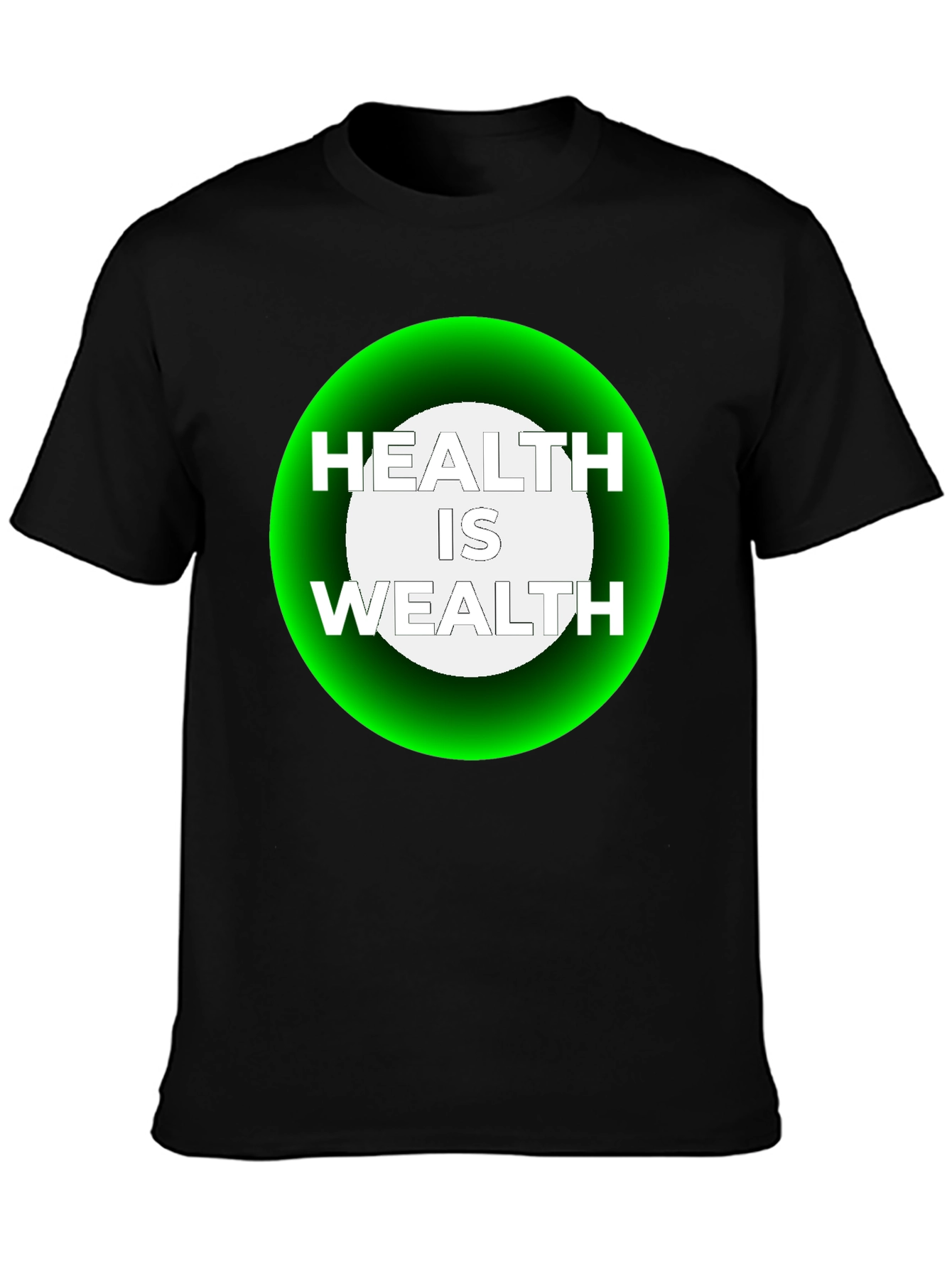 Health Is Wealth Graphic Tee - Black Casual T-Shirt