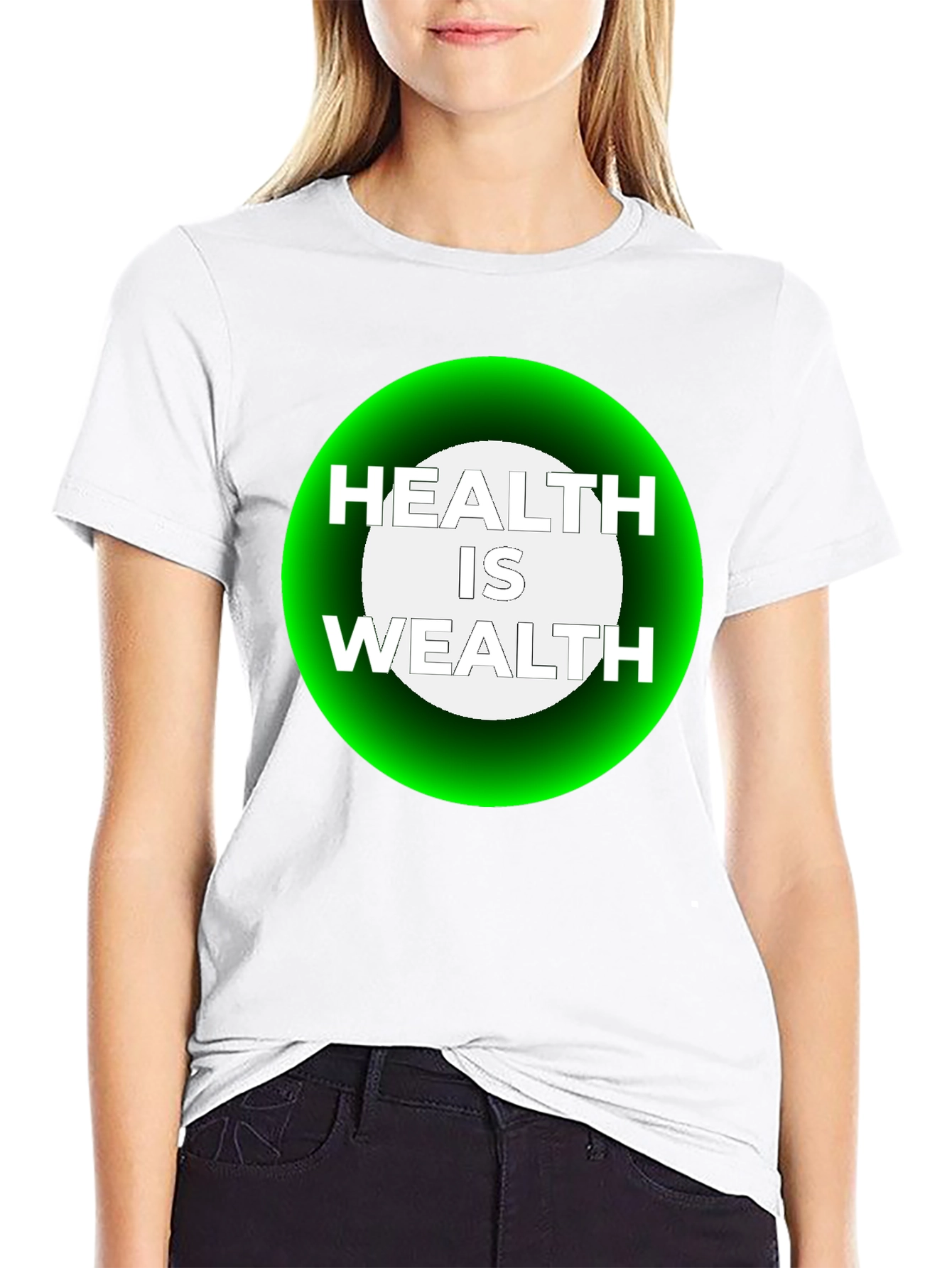 Health Is Wealth Graphic Tee - Black Casual T-Shirt