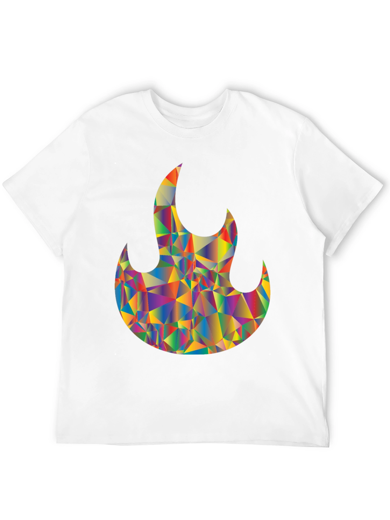 Mens Black T-Shirt with Geometric Flame Graphic