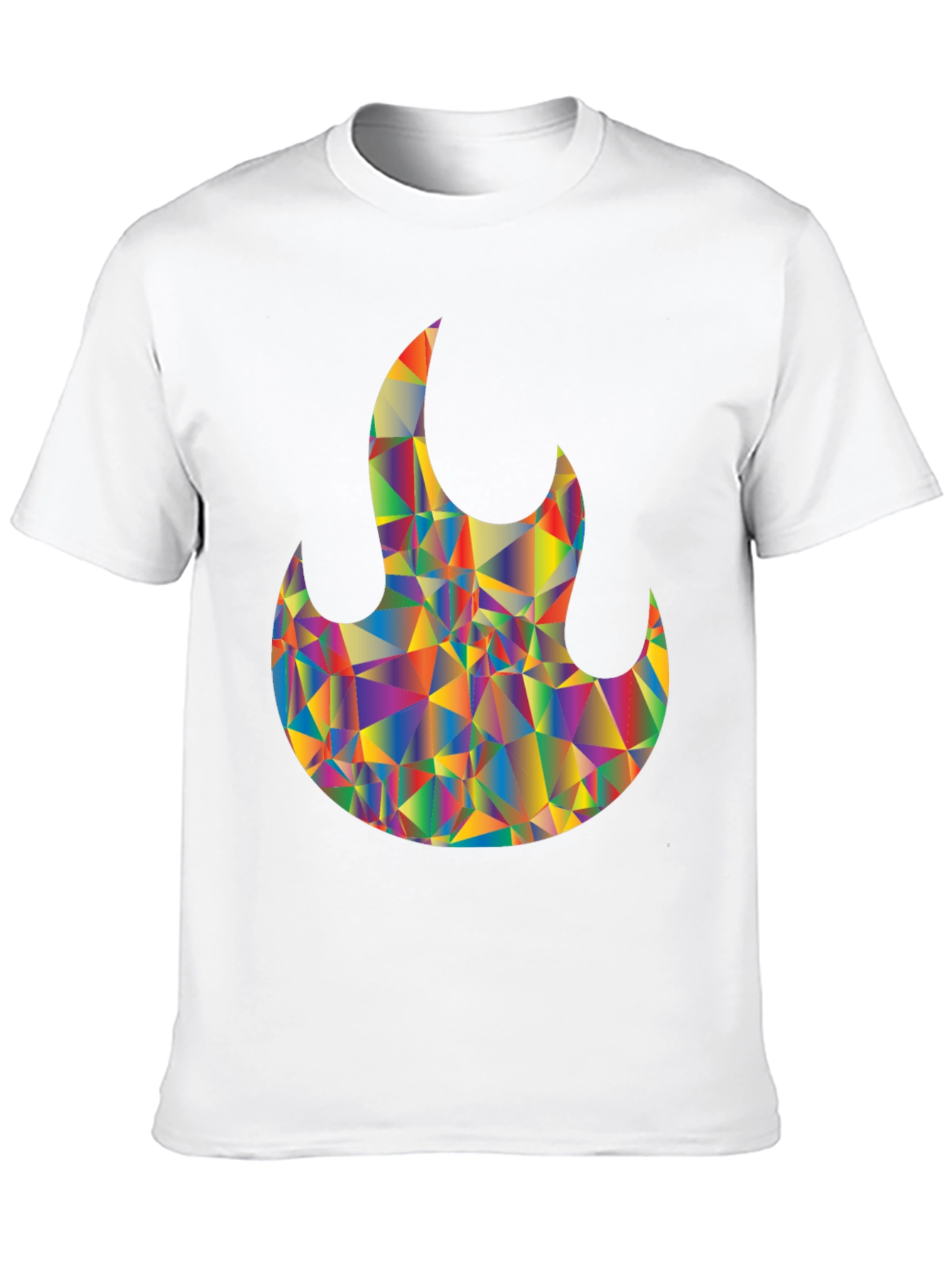 Mens Black T-Shirt with Geometric Flame Graphic