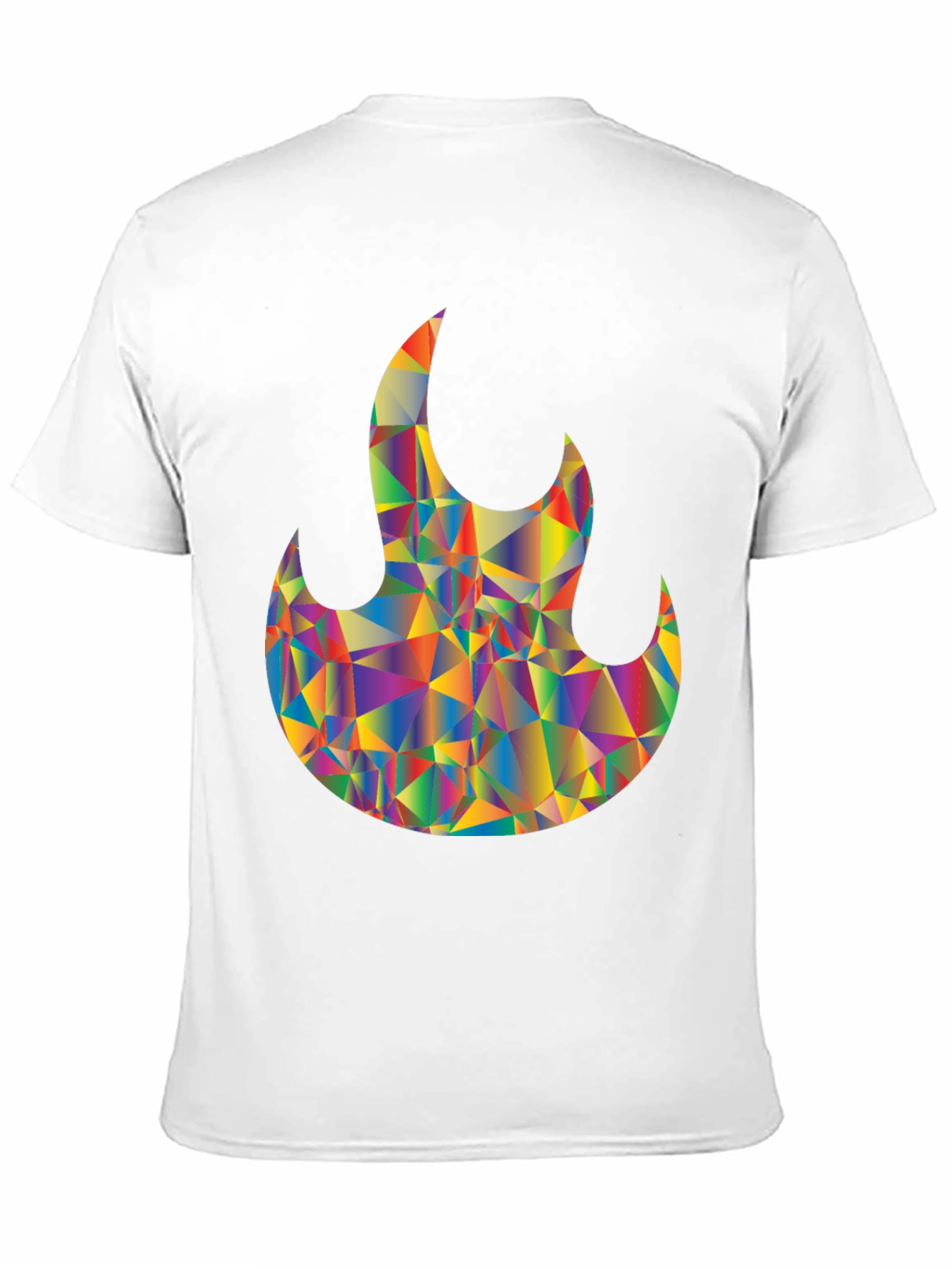 Mens Black T-Shirt with Geometric Flame Graphic