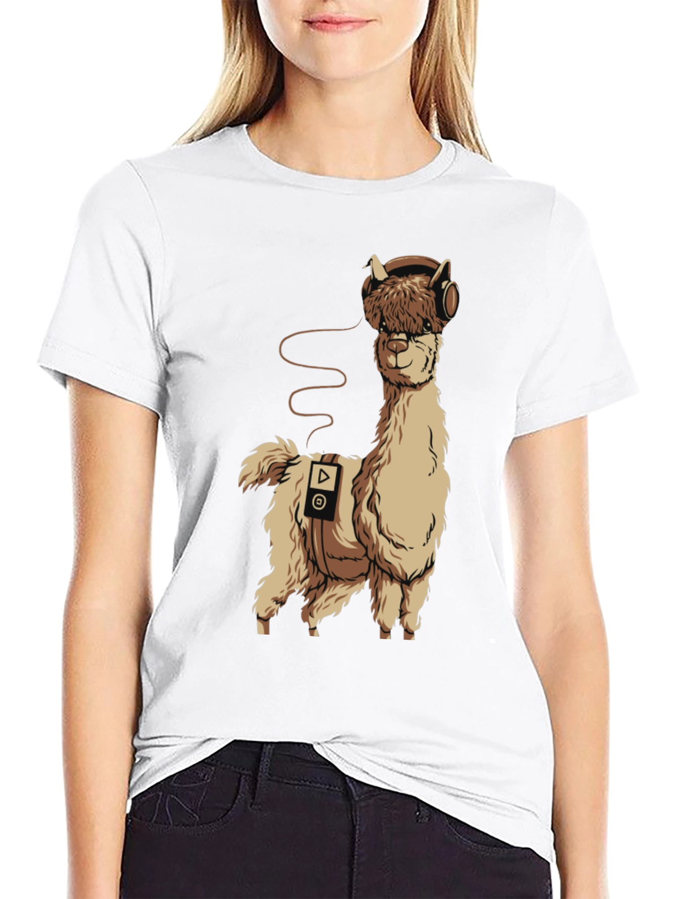 Alpaca DJ Black T-Shirt - Music Lover Tee