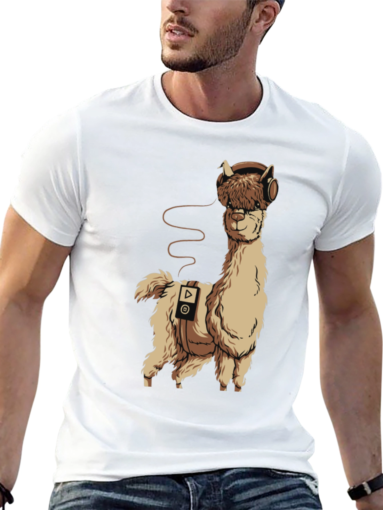 Alpaca DJ Black T-Shirt - Music Lover Tee
