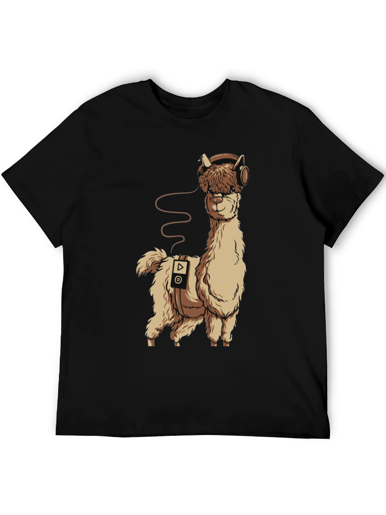 Alpaca DJ Black T-Shirt - Music Lover Tee