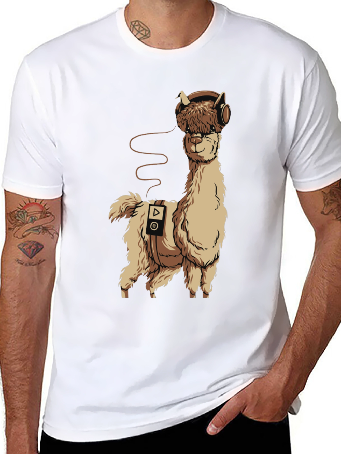 Alpaca DJ Black T-Shirt - Music Lover Tee