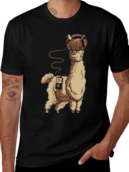 Alpaca DJ Black T-Shirt - Music Lover Tee