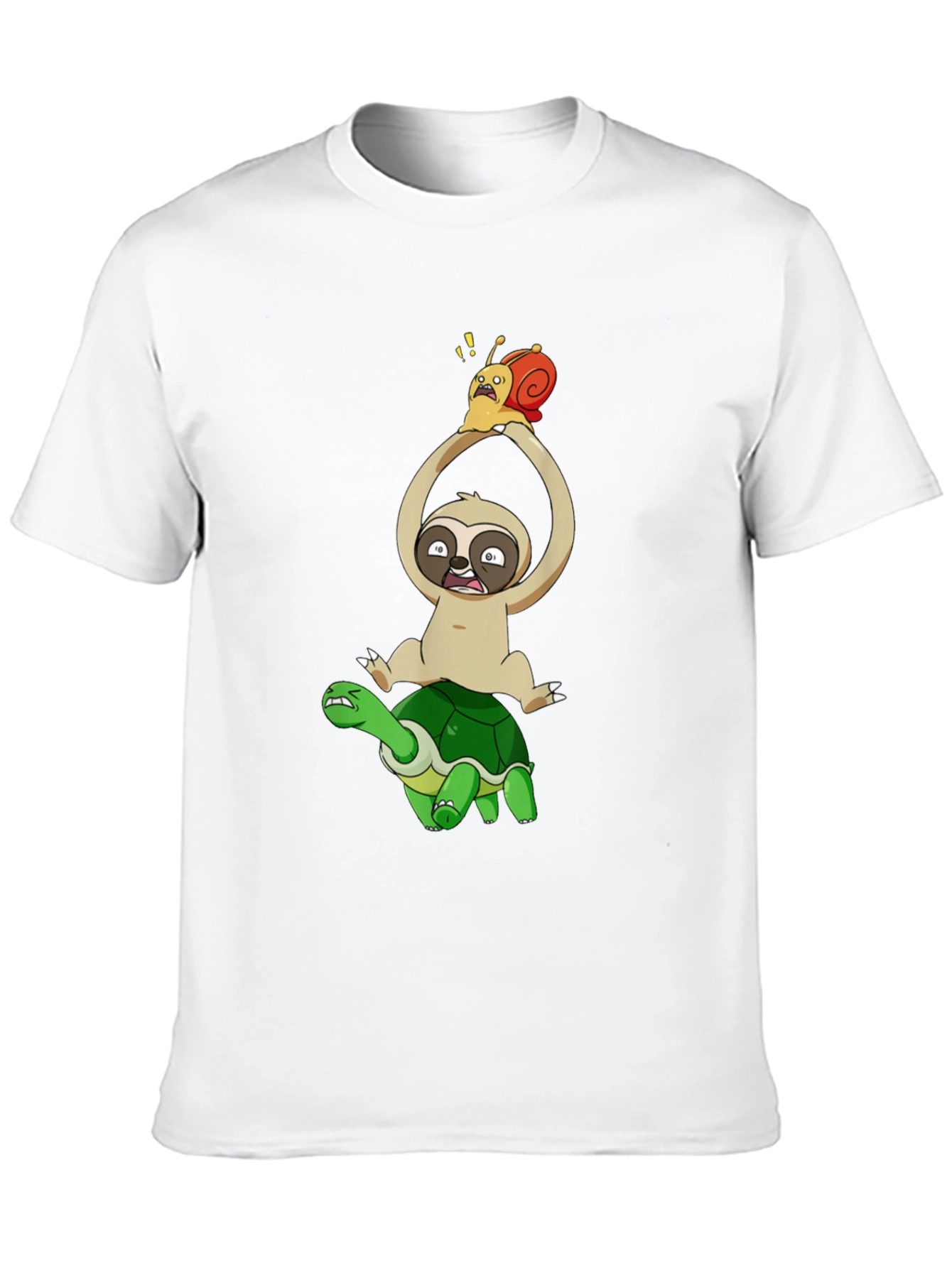 Sloth Snail & Turtle Graphic T-Shirt - Black