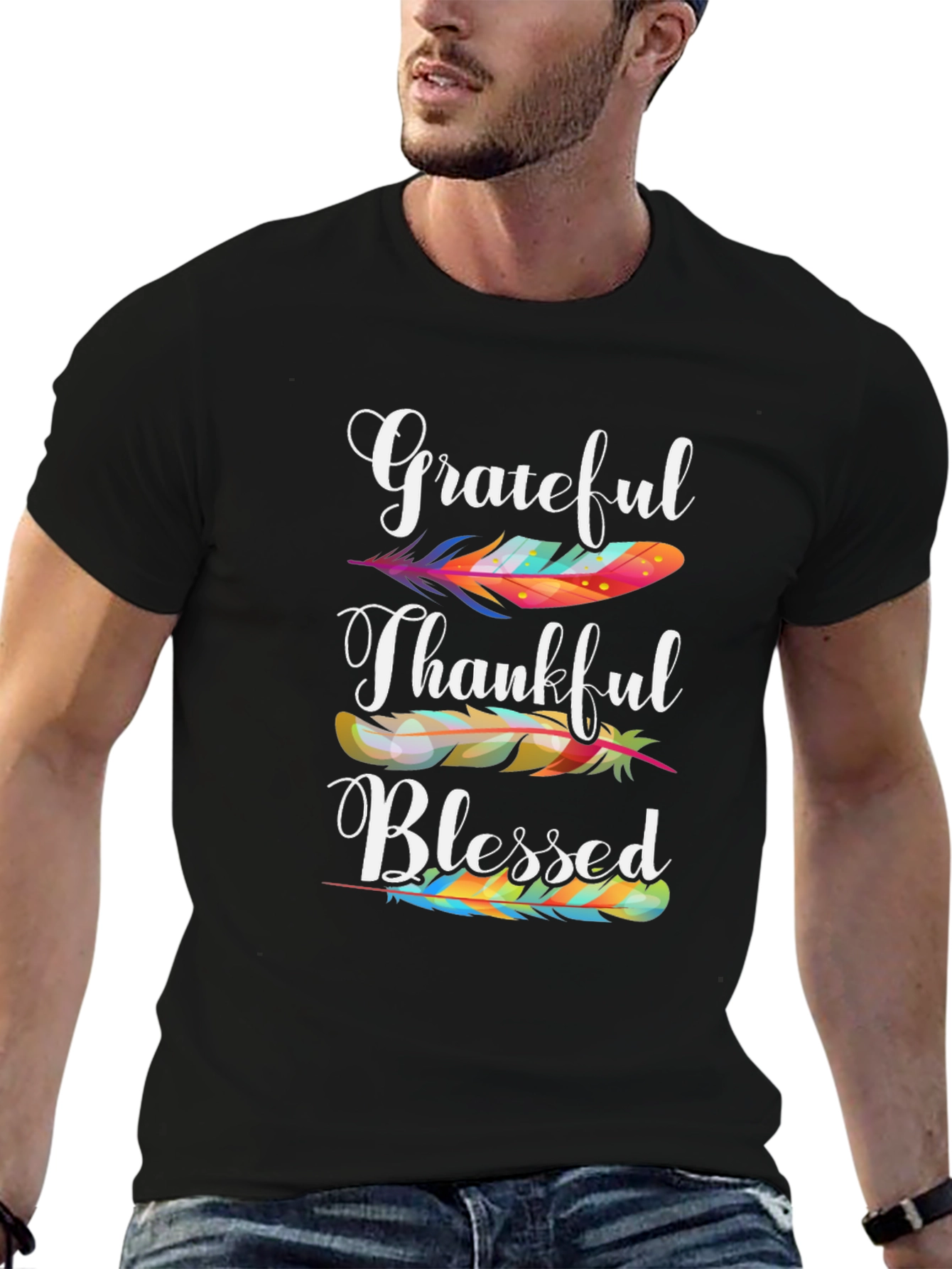 Grateful Thankful Blessed Feather T-Shirt