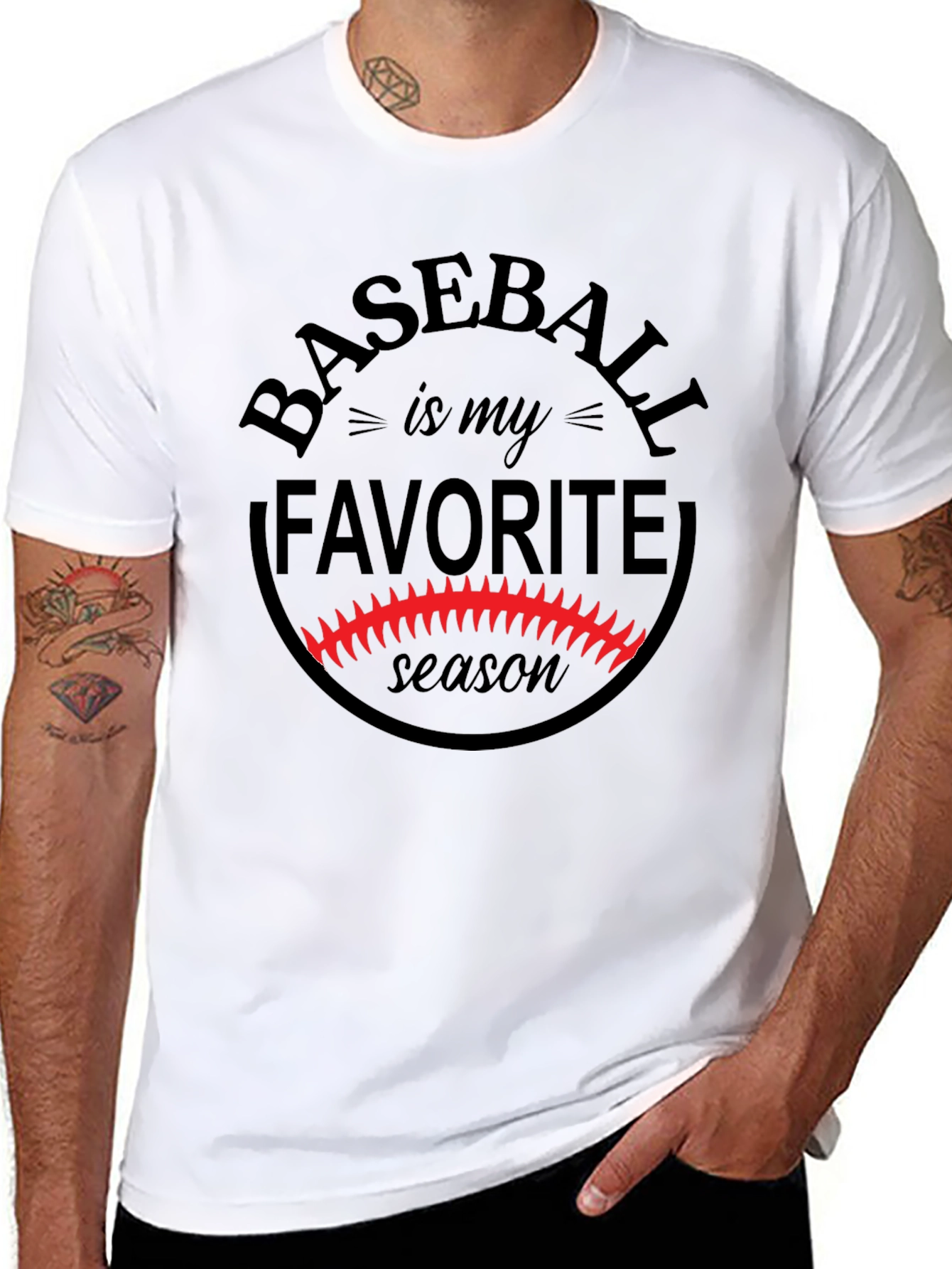 Baseball is My Favorite Season Black Graphic Tee
