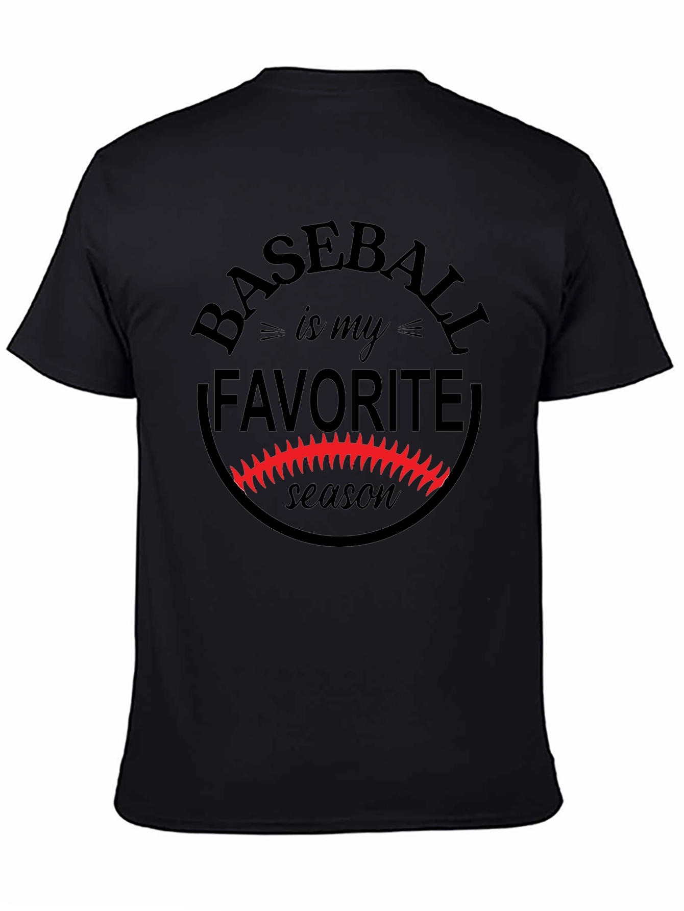 Baseball is My Favorite Season Black Graphic Tee
