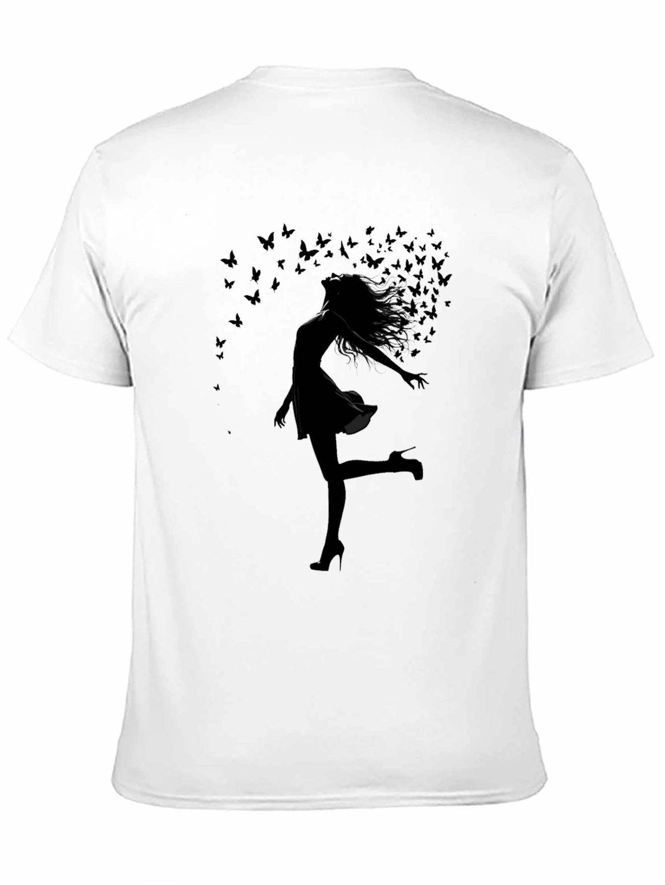 Silhouette Butterfly Woman Black T-Shirt