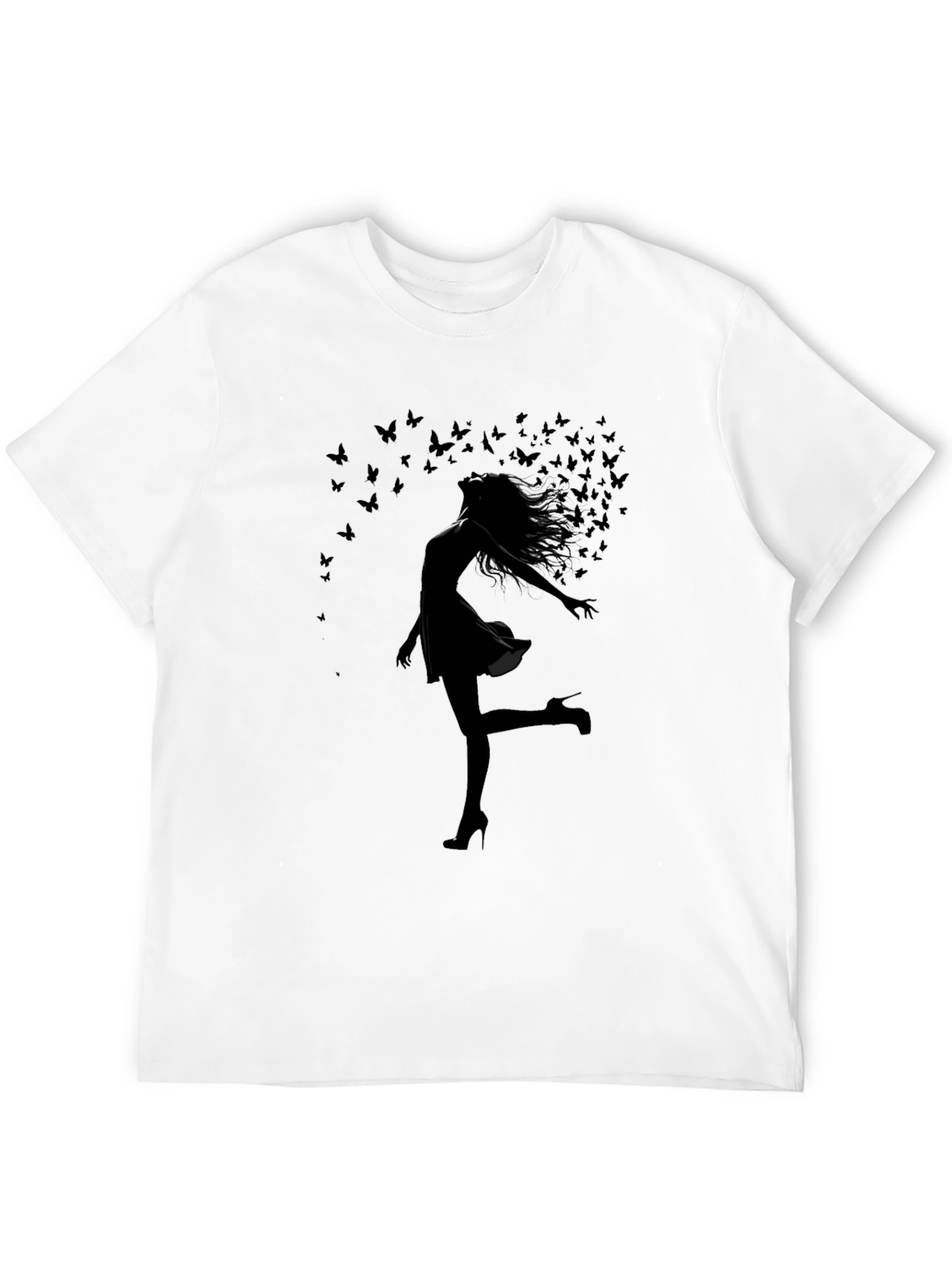 Silhouette Butterfly Woman Black T-Shirt