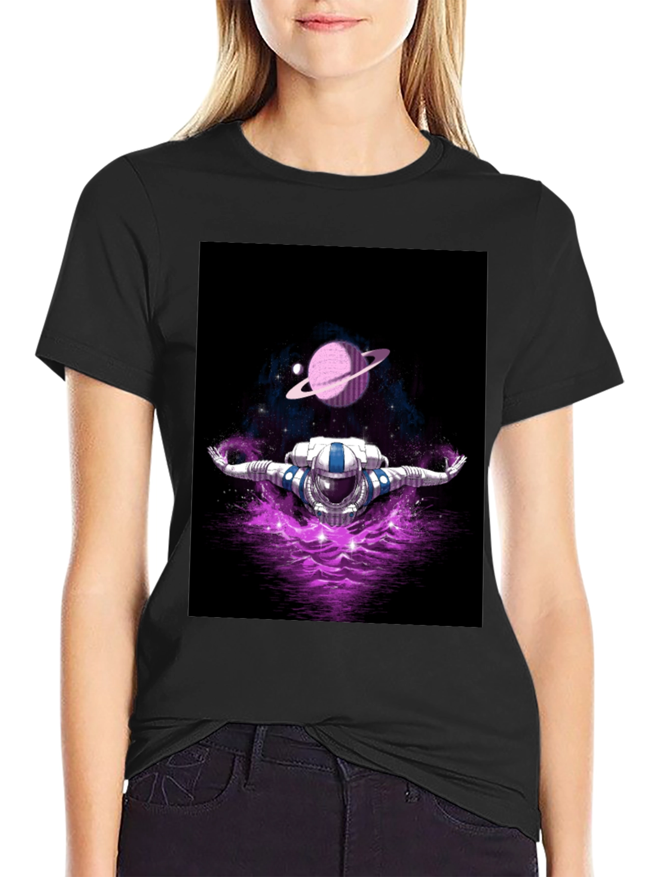 Astronaut in Space T-Shirt - Galaxy Design