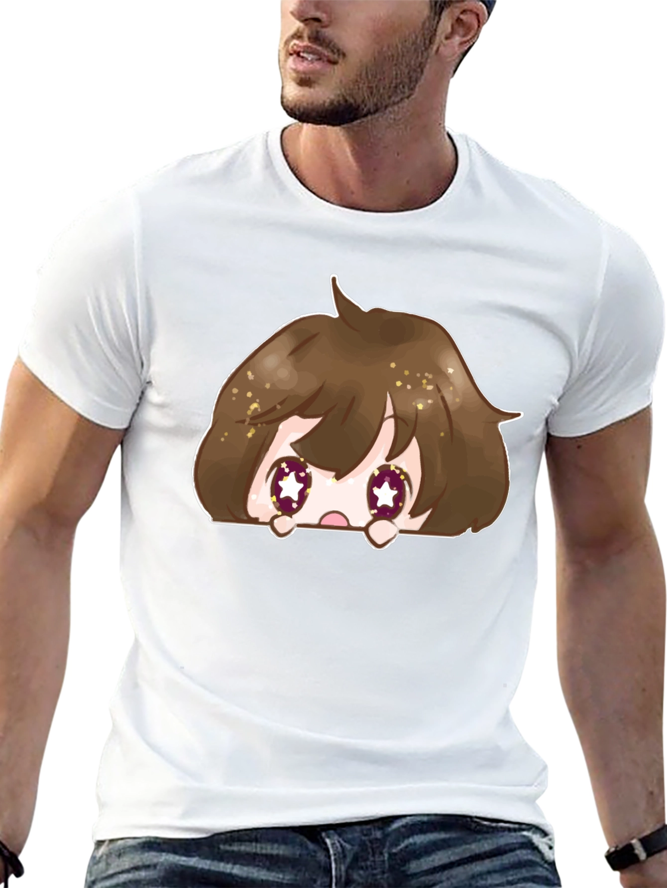 Anime Peek-a-Boo Graphic T-Shirt