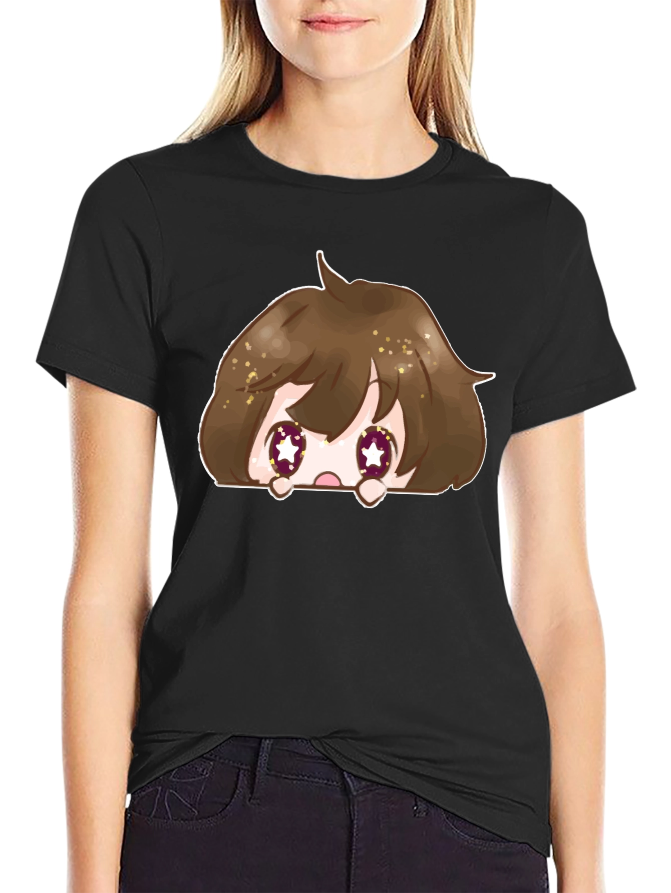 Anime Peek-a-Boo Graphic T-Shirt