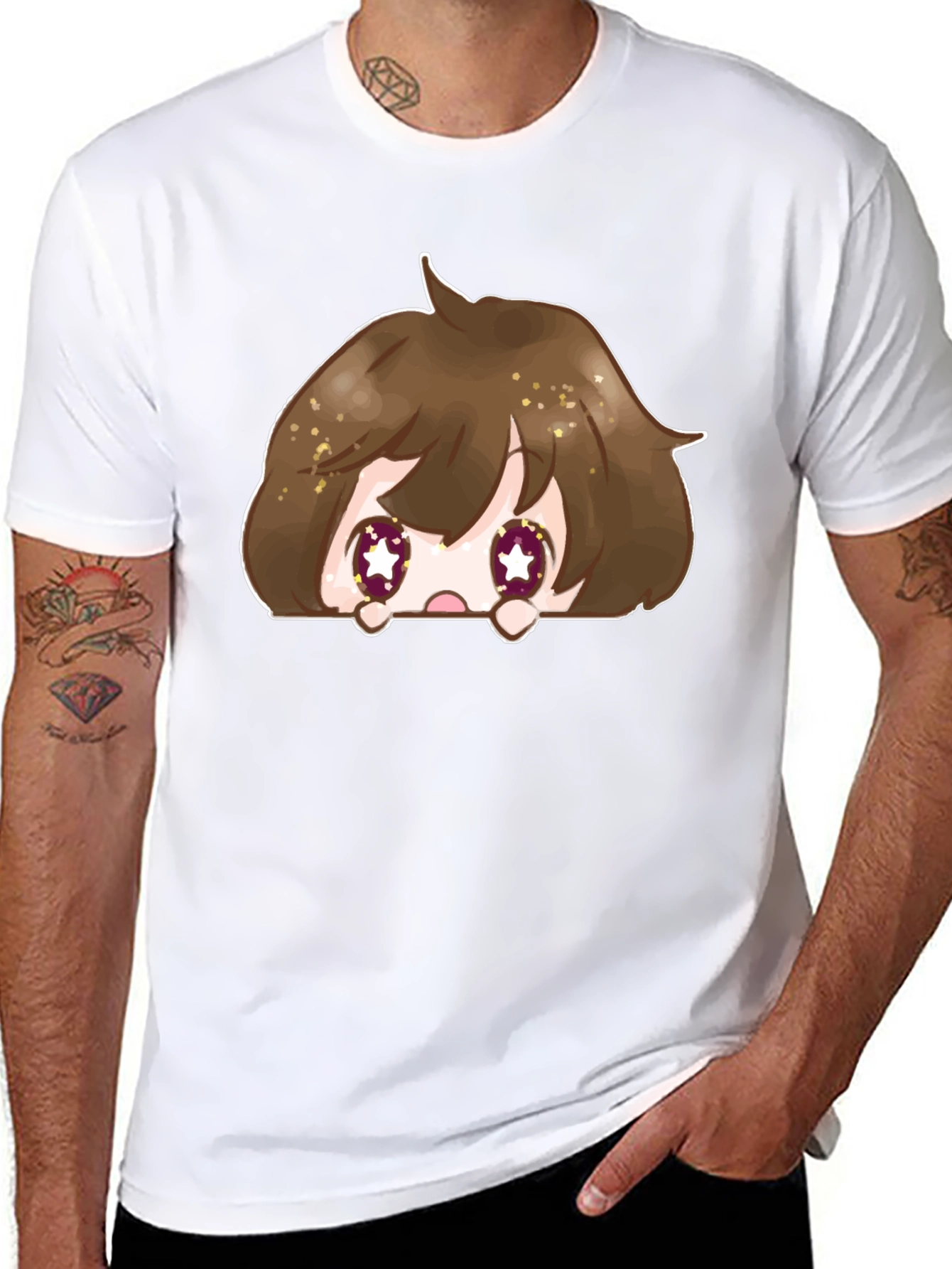 Anime Peek-a-Boo Graphic T-Shirt