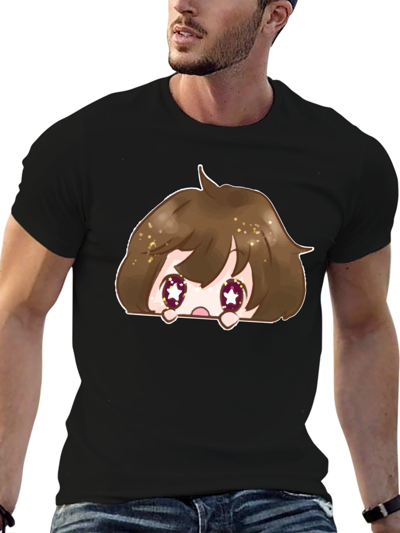 Anime Peek-a-Boo Graphic T-Shirt