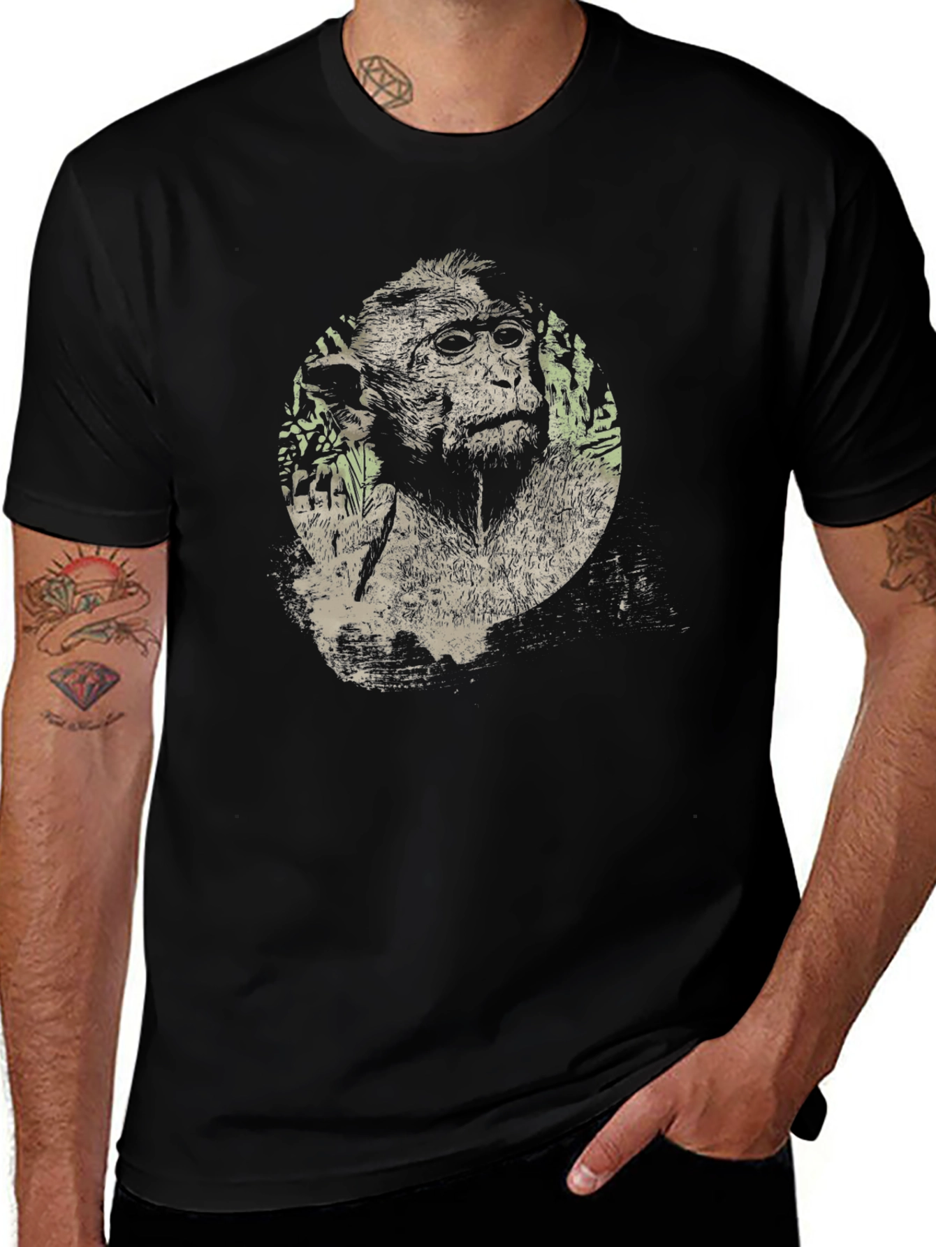 Monkey Graphic Print Crew Neck T-Shirt