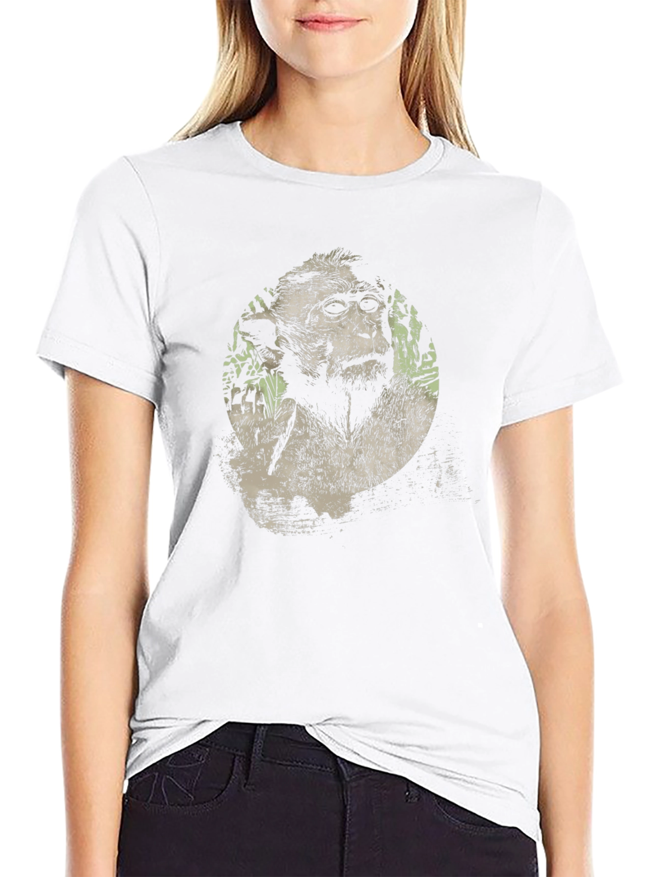 Monkey Graphic Print Crew Neck T-Shirt