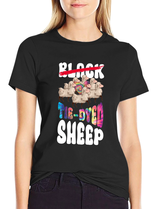 Tie-Dyed Sheep Graphic T-Shirt