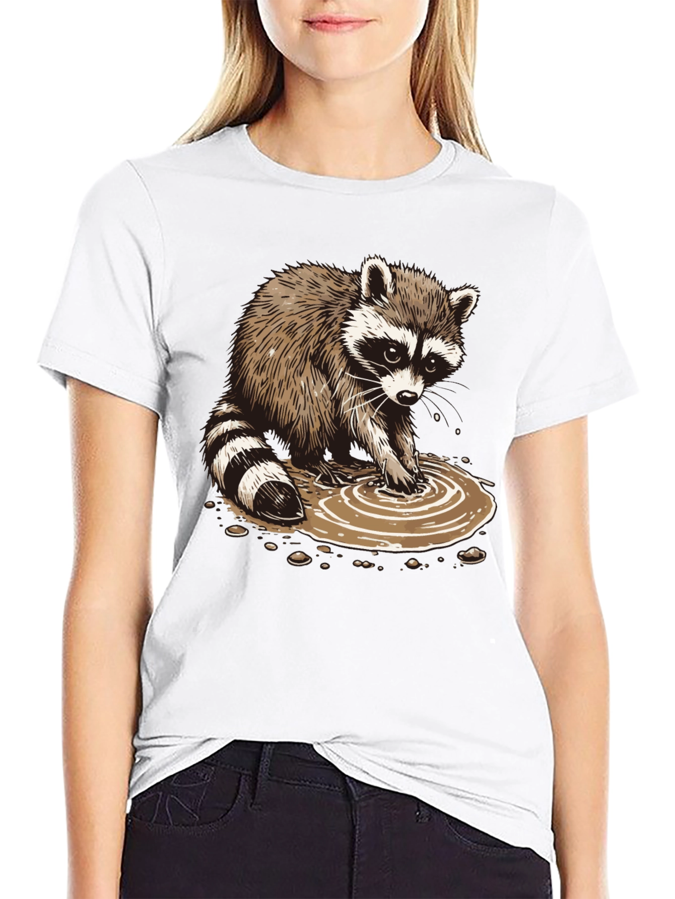Raccoon Puddle Graphic Tee - Soft Cotton Blend