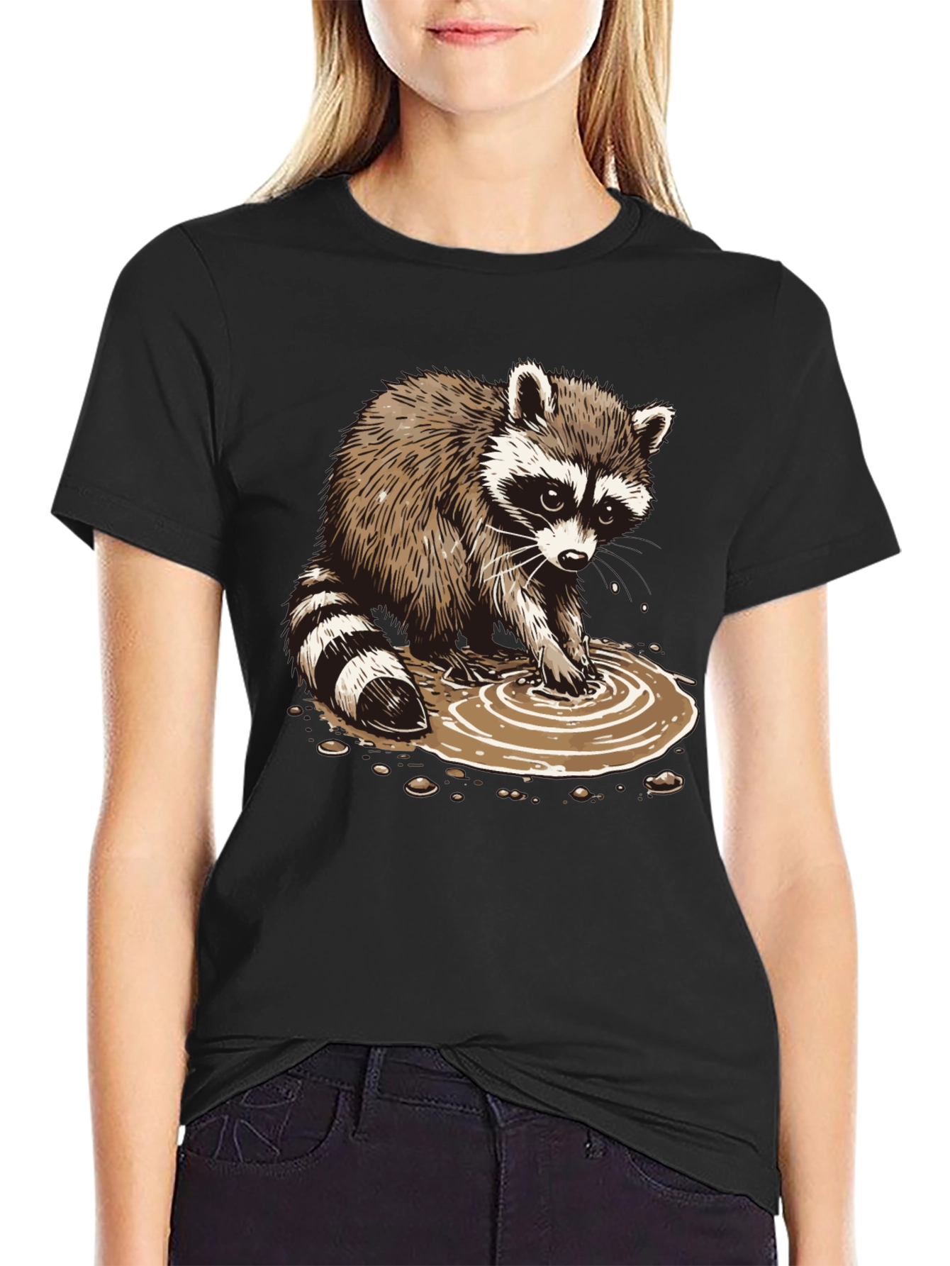 Raccoon Puddle Graphic Tee - Soft Cotton Blend