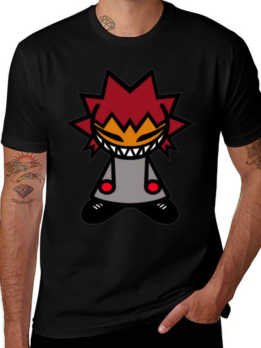Edgy Graphic T-Shirt - Spiked Hair Cartoon Character
