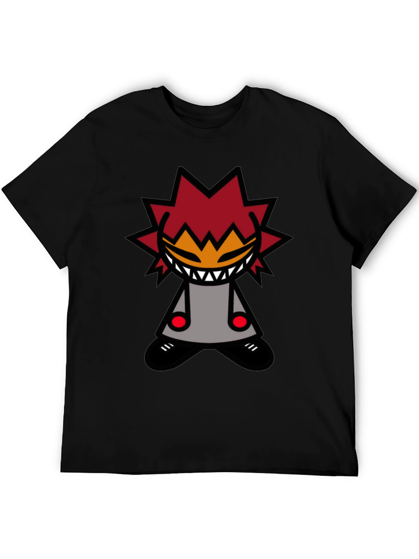 Edgy Graphic T-Shirt - Spiked Hair Cartoon Character