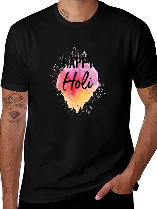Happy Holi Black Graphic Tee