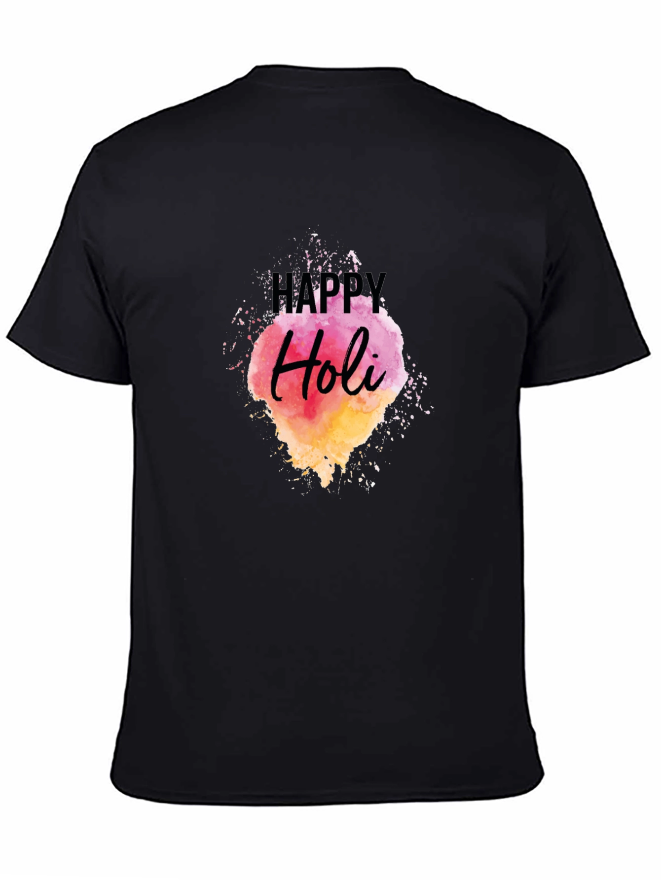 Happy Holi Black Graphic Tee