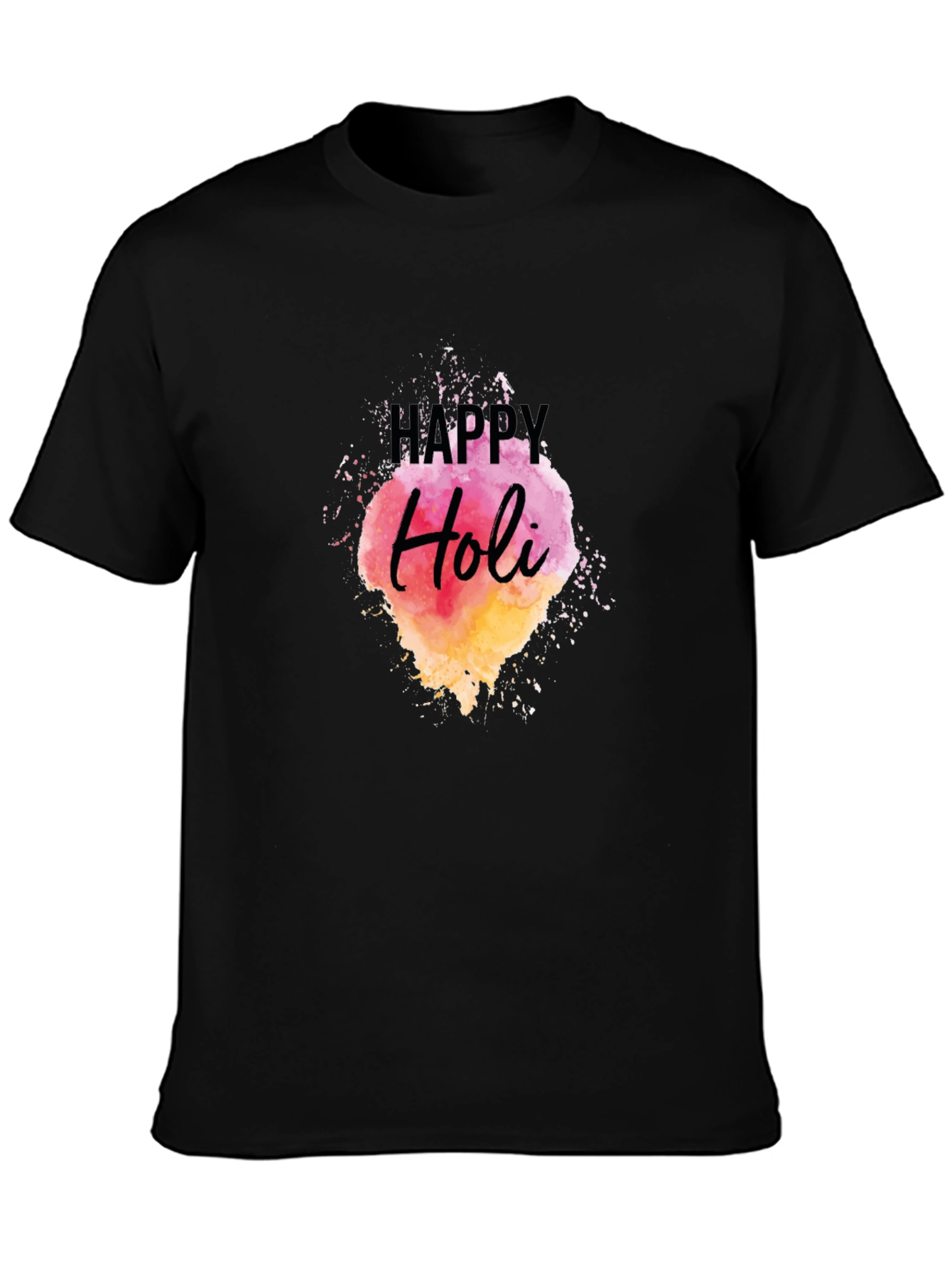 Happy Holi Black Graphic Tee