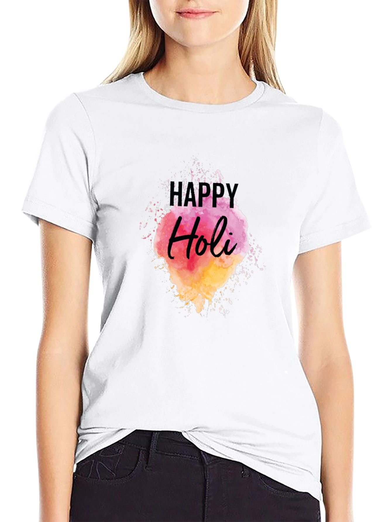 Happy Holi Black Graphic Tee