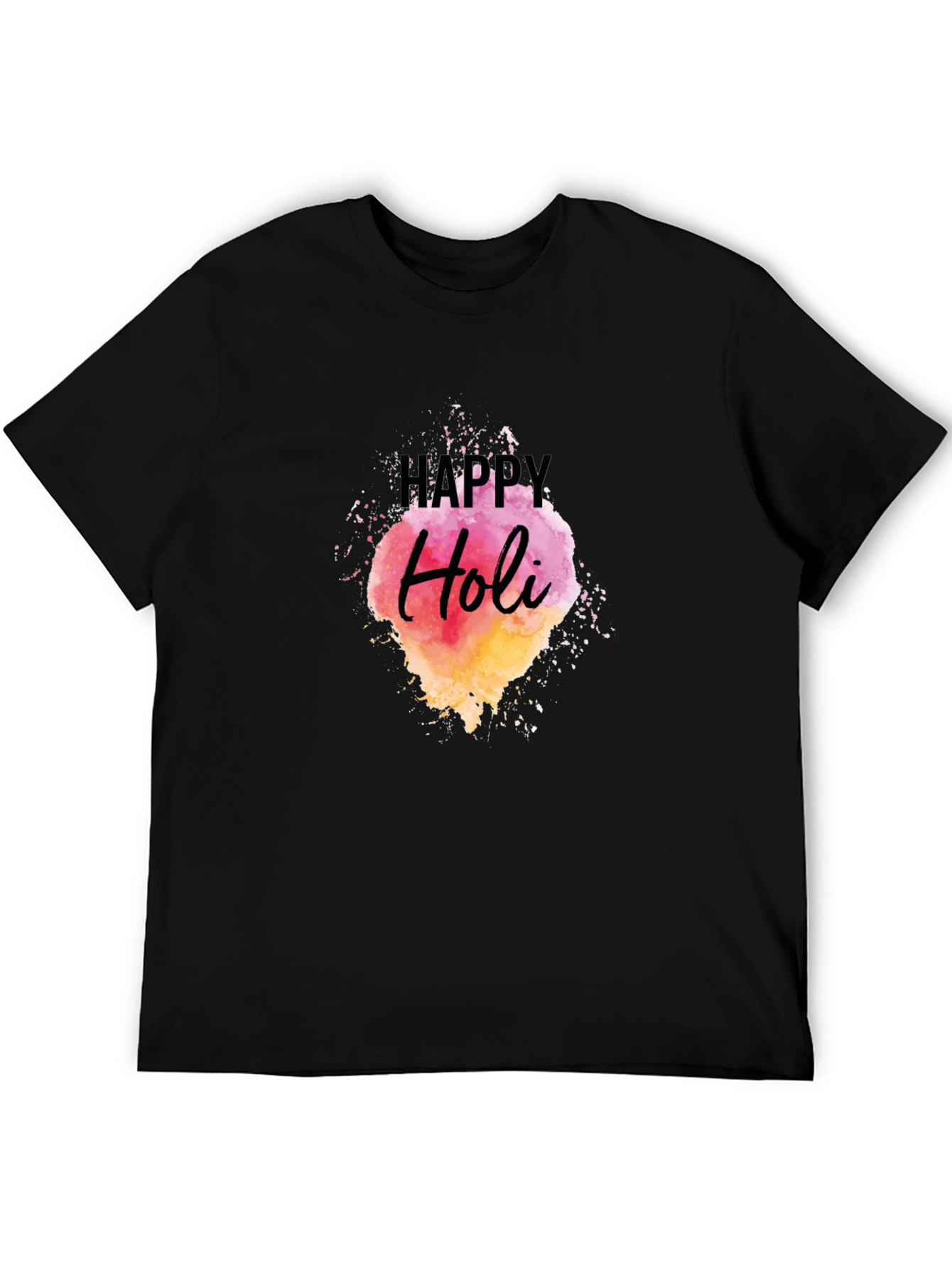 Happy Holi Black Graphic Tee