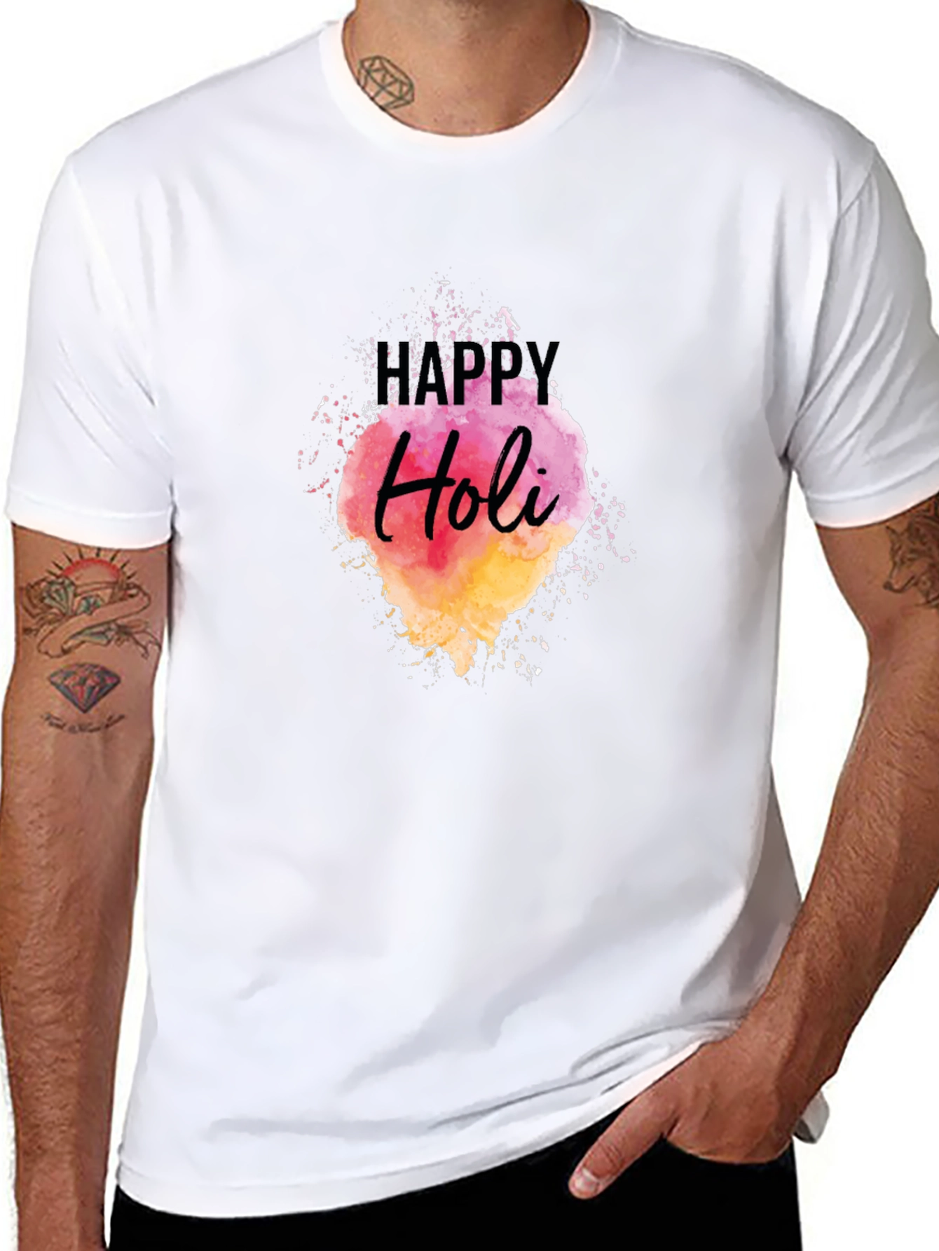 Happy Holi Black Graphic Tee