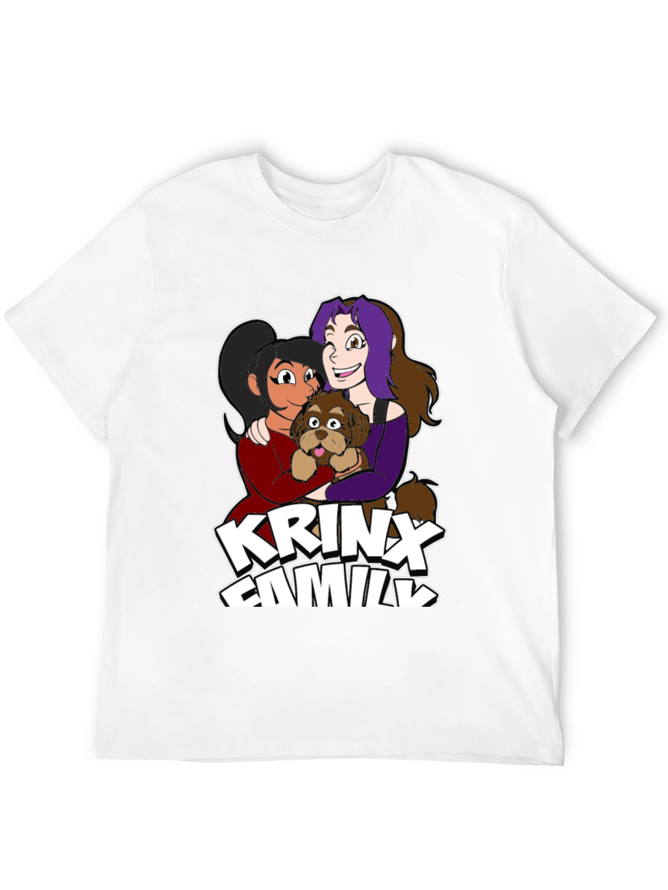 Krinx Family Cartoon Graphic Black T-Shirt