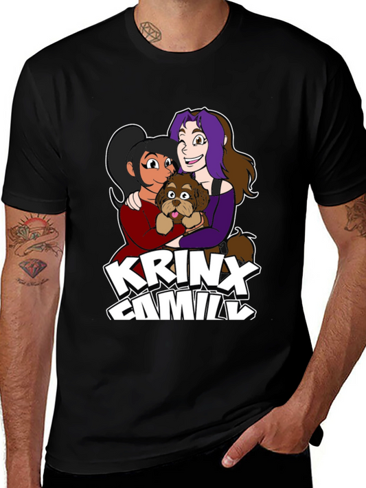 Krinx Family Cartoon Graphic Black T-Shirt